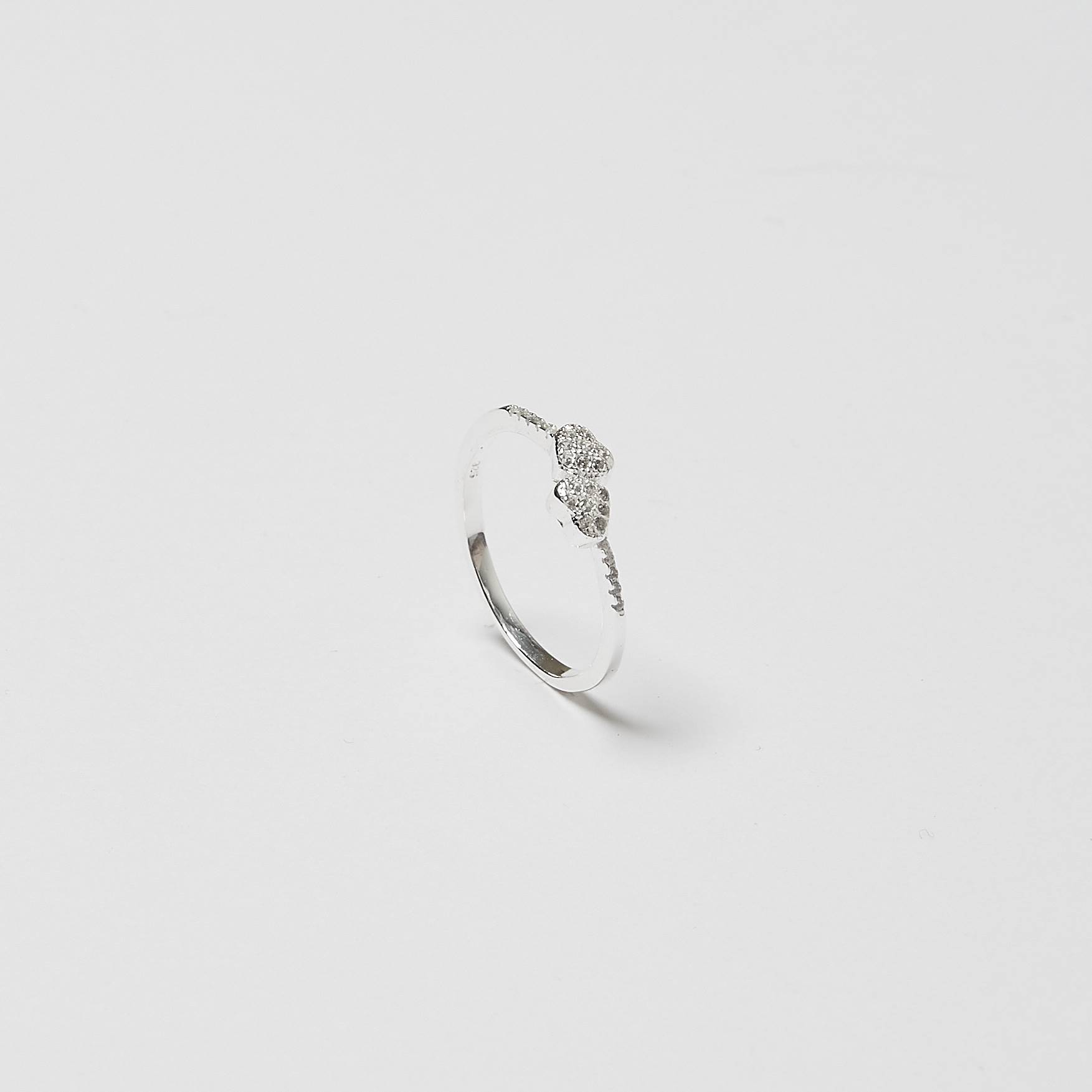 Imagem Anel 2 corações cravejados