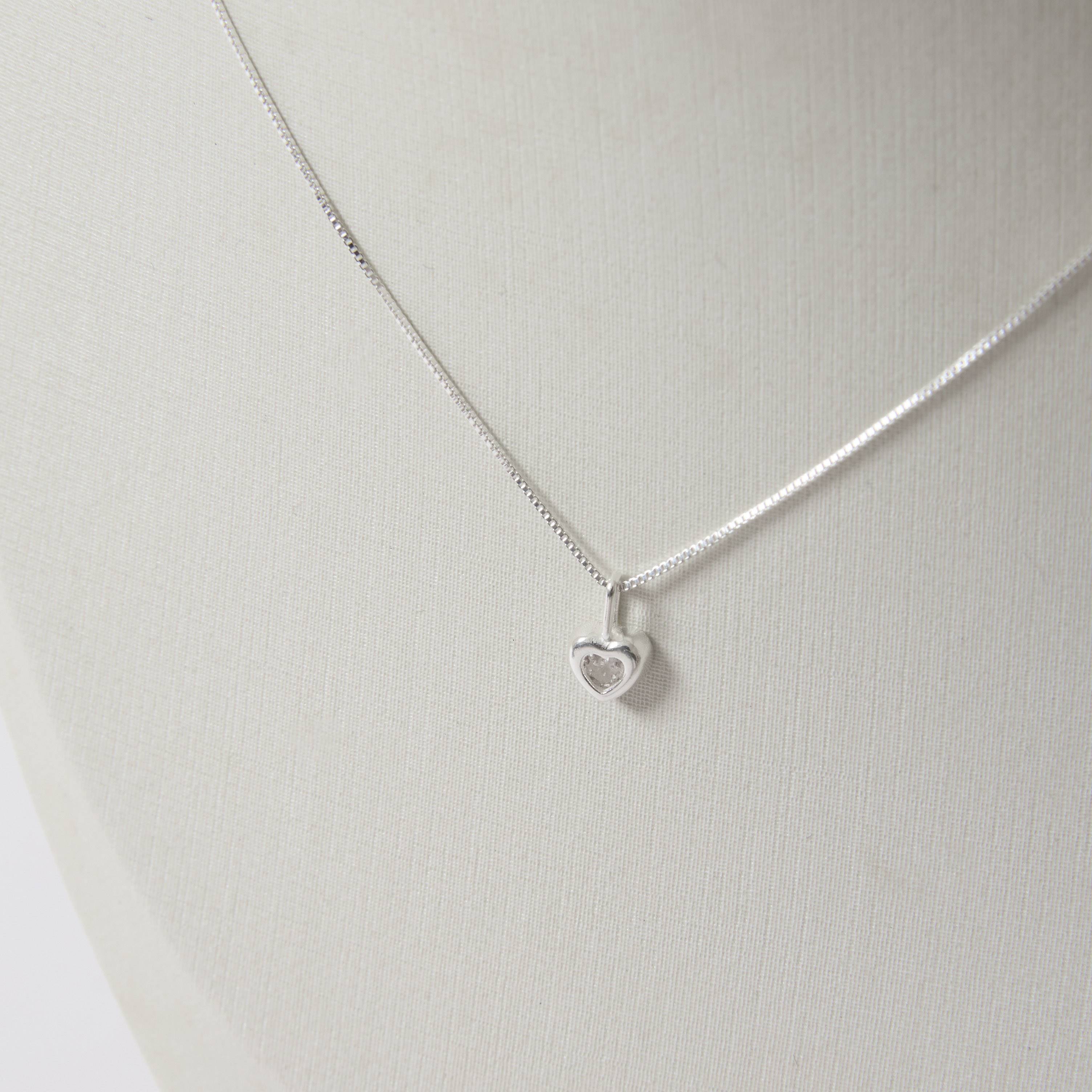 Imagem Colar pingente coração com zircônia 7mm 40cm