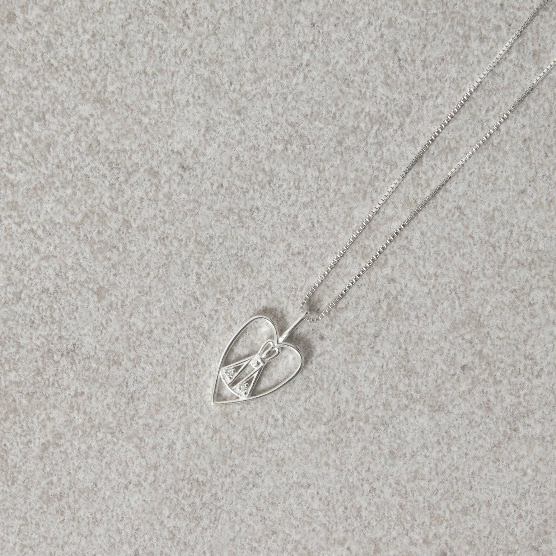 Imagem Colar pingente coração vazado Nsa. Sra. Aparecida com zircônias 15mm 45cm