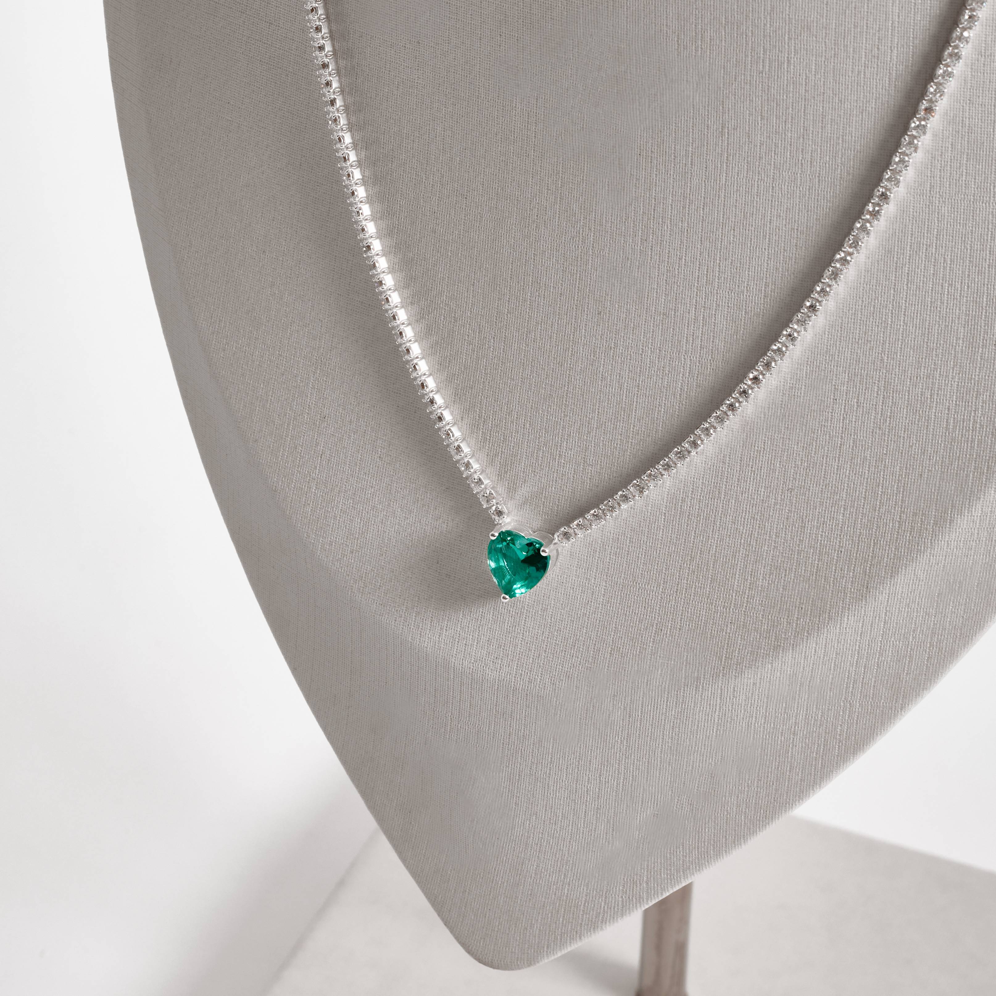 Imagem Secundária Colar Riviera 2.1 com zircônia coração acqua 9mm 40+5cm