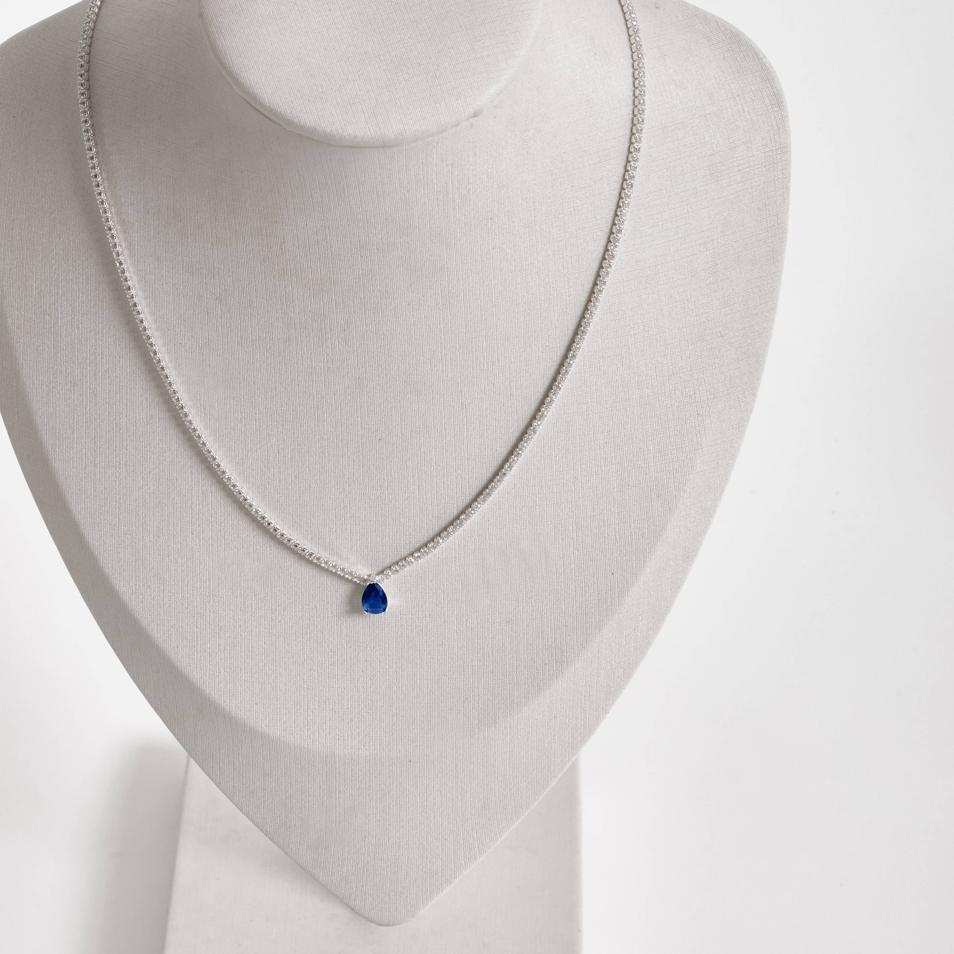 Imagem Secundária Colar Riviera 1.7 com zircônia gota azul 7mm 40+5cm