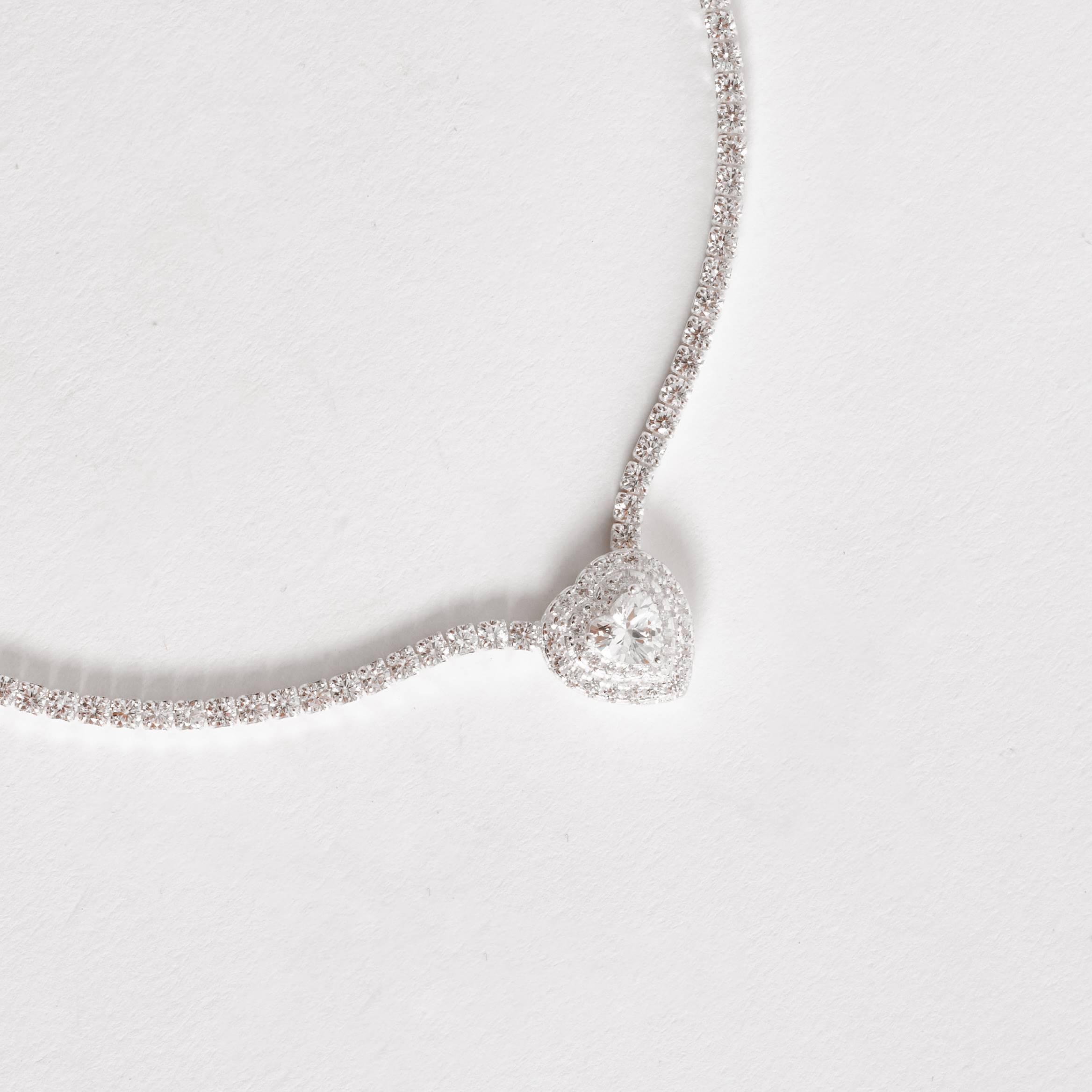 Imagem Colar Riviera 2.0 entremeio zircônia coração com cravejado 11mm 40+5cm