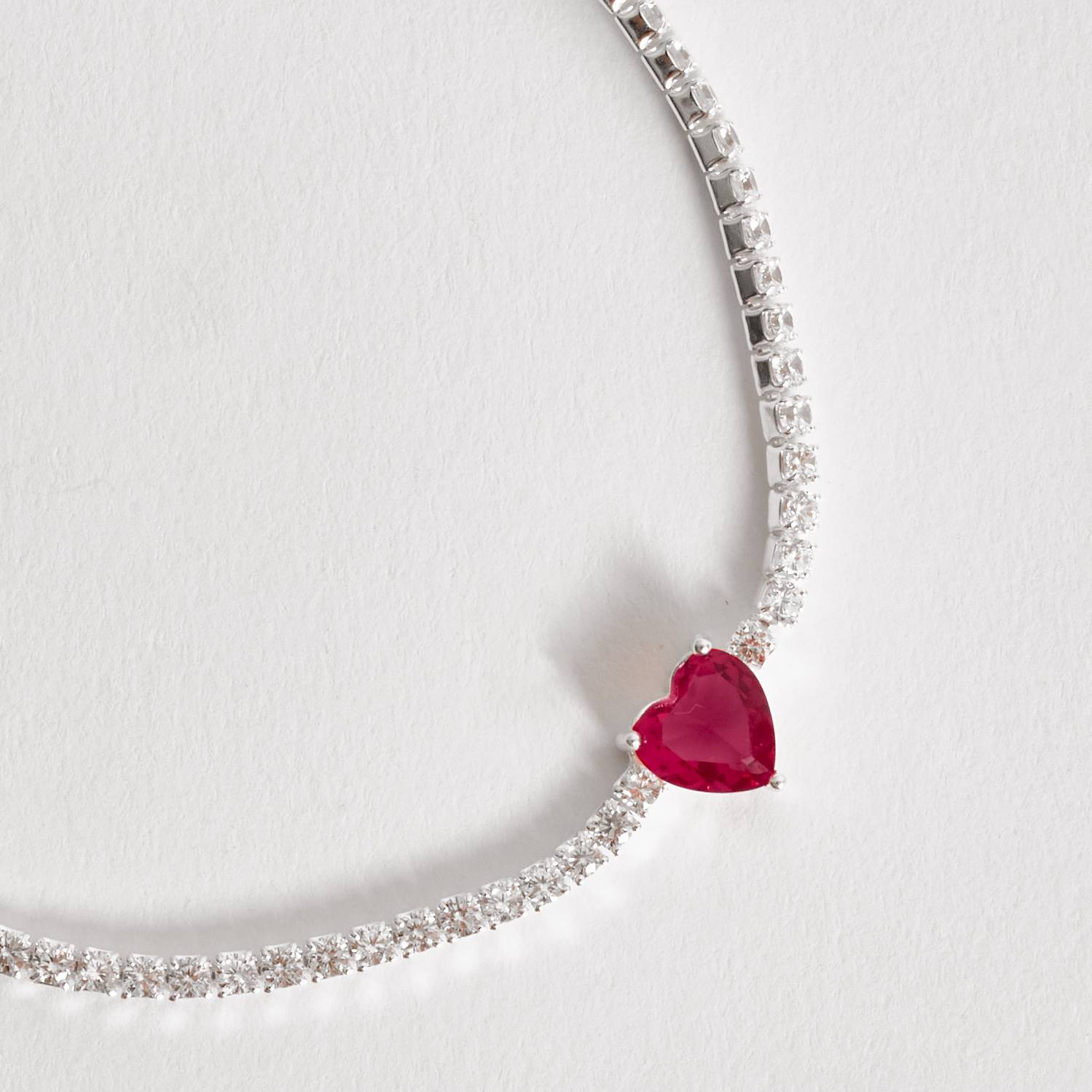 Imagem Pulseira Riviera 2.1 com zircônia coração rubi 16+4cm