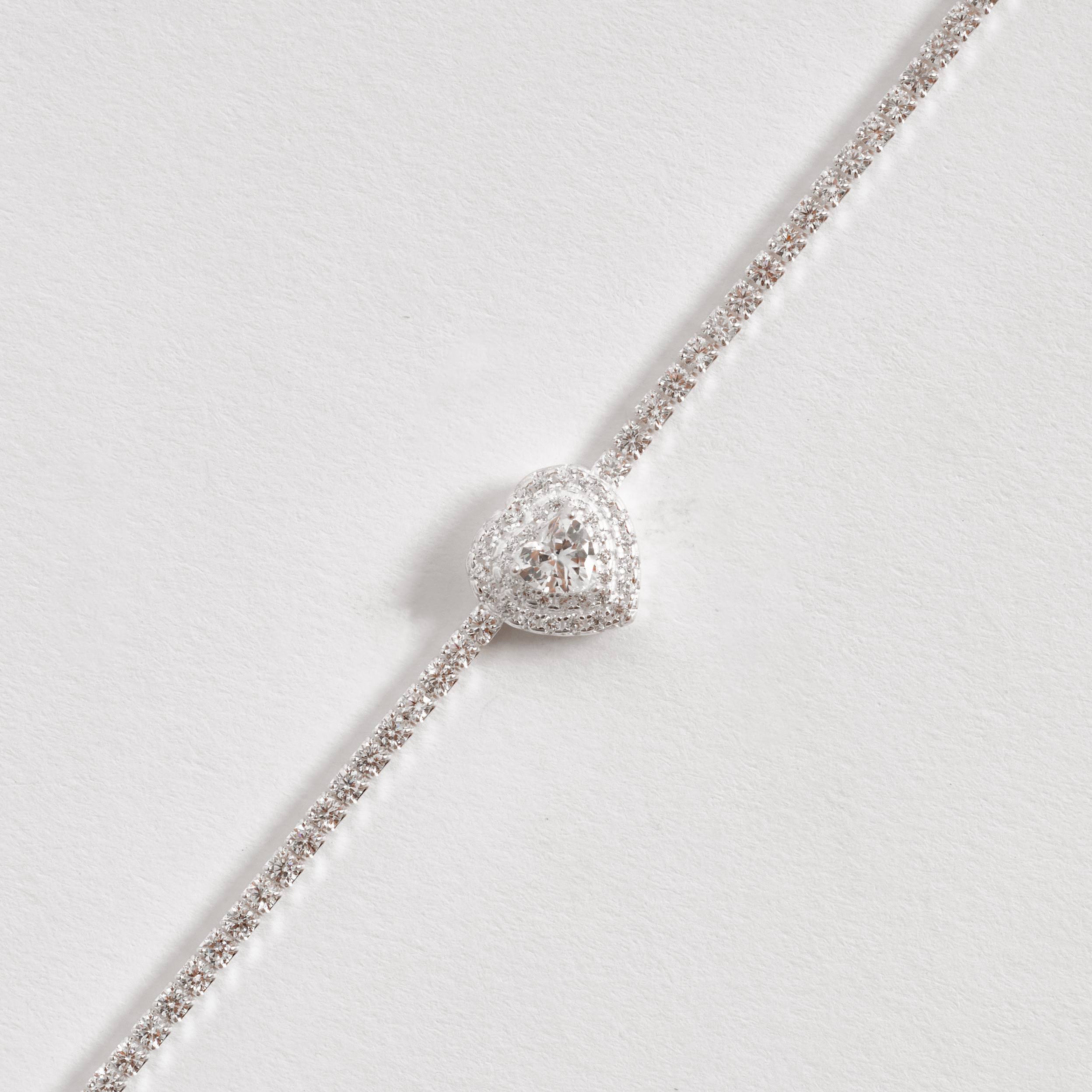 Pulseira Riviera 2.1 zircônia coração com cravejado 16+4cm