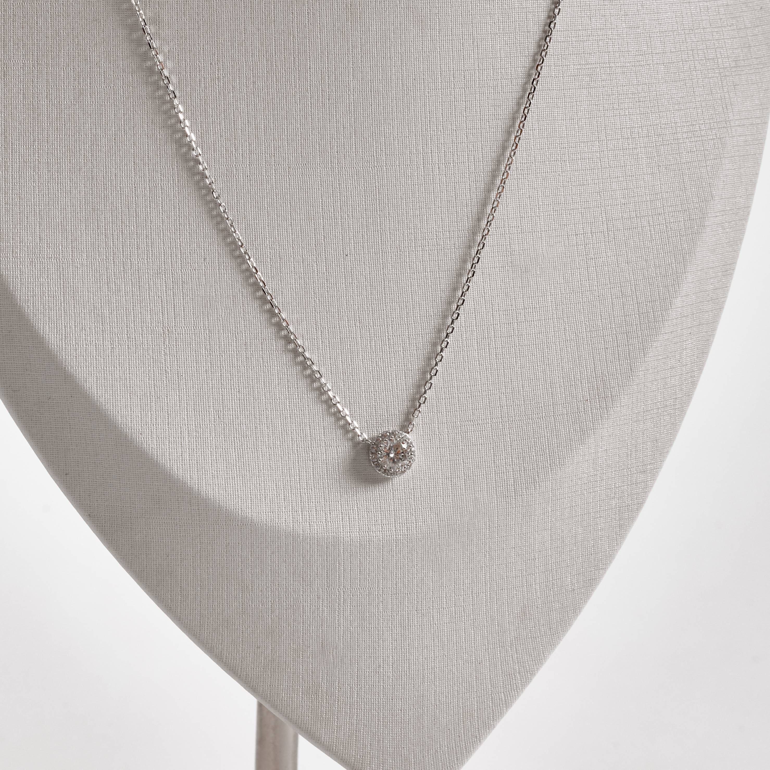 Imagem Secundária Colar entremeio moissanite cristal 5mm com cravejado corrente cadeadinho 45cm ródio