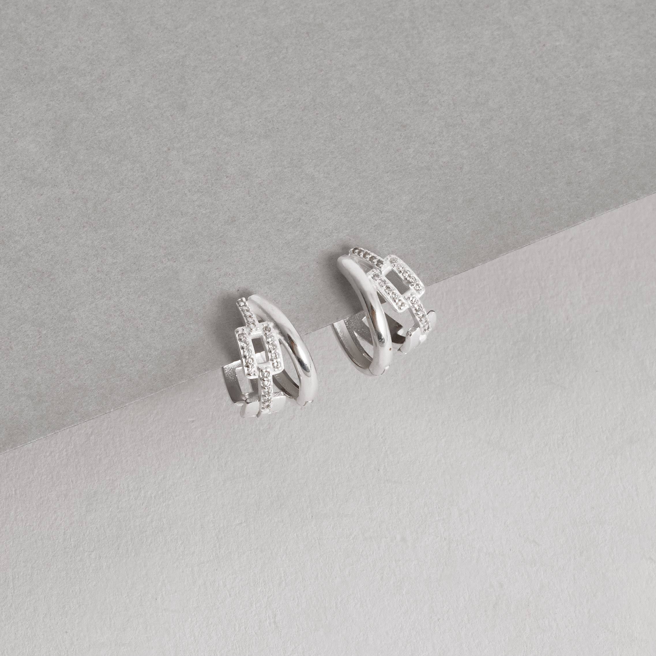 Imagem Argola click dupla 13mm lisa e corrente cravejada