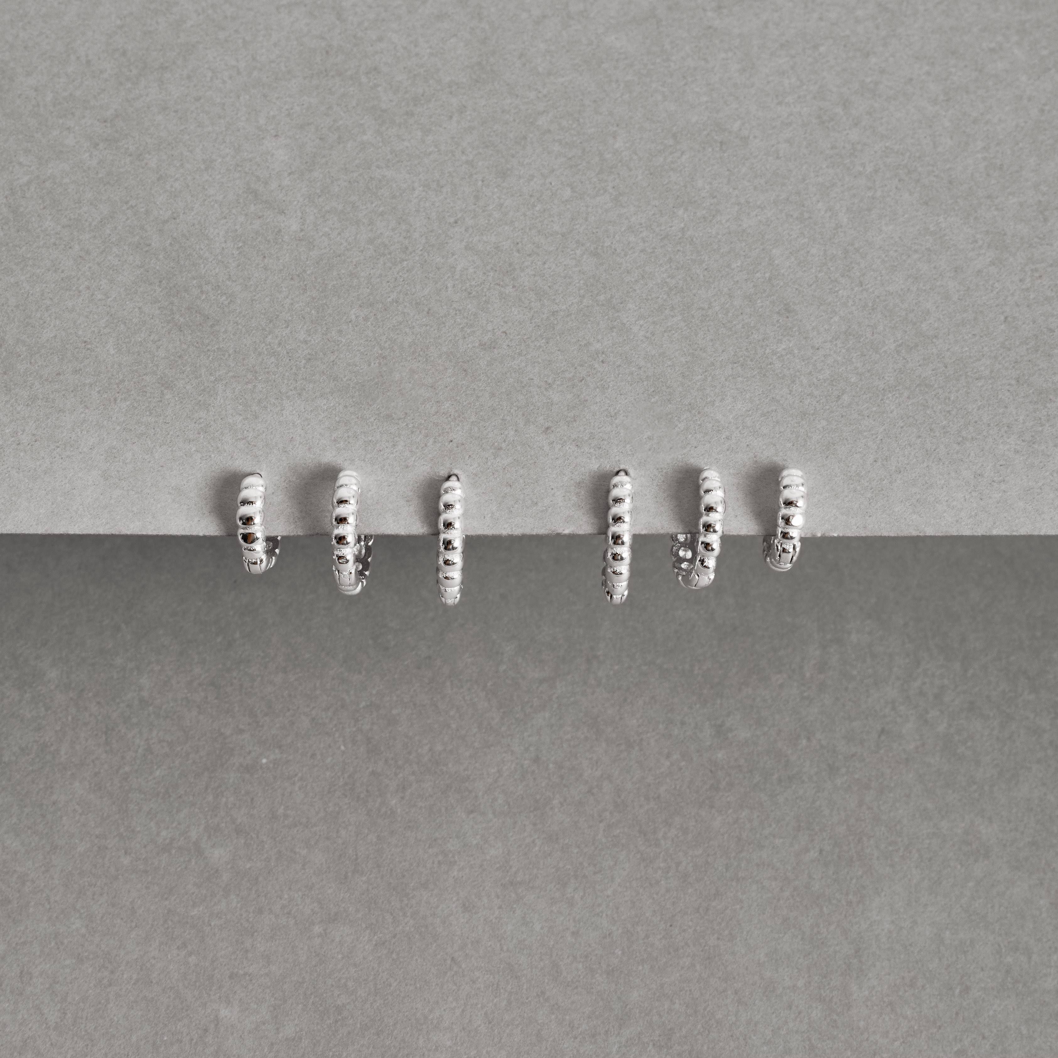 Trio argolas click fio bolinhas 9, 11 e 12mm