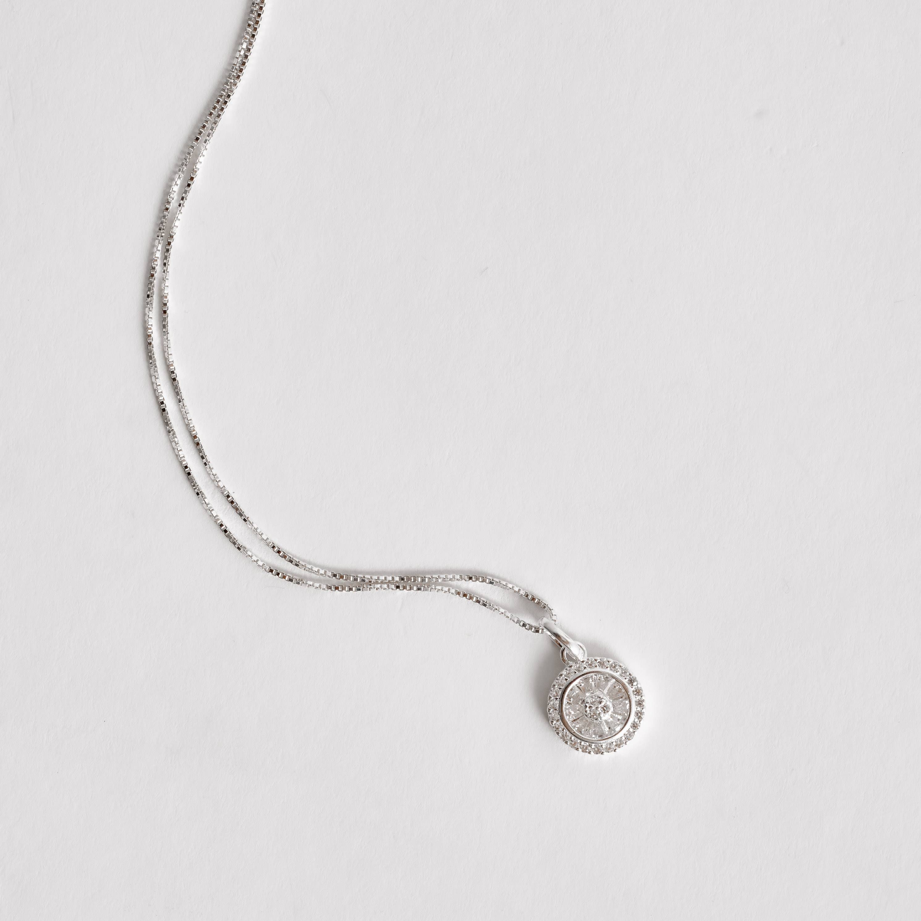 Imagem Colar pingente botão todo cravejado10mm 45cm