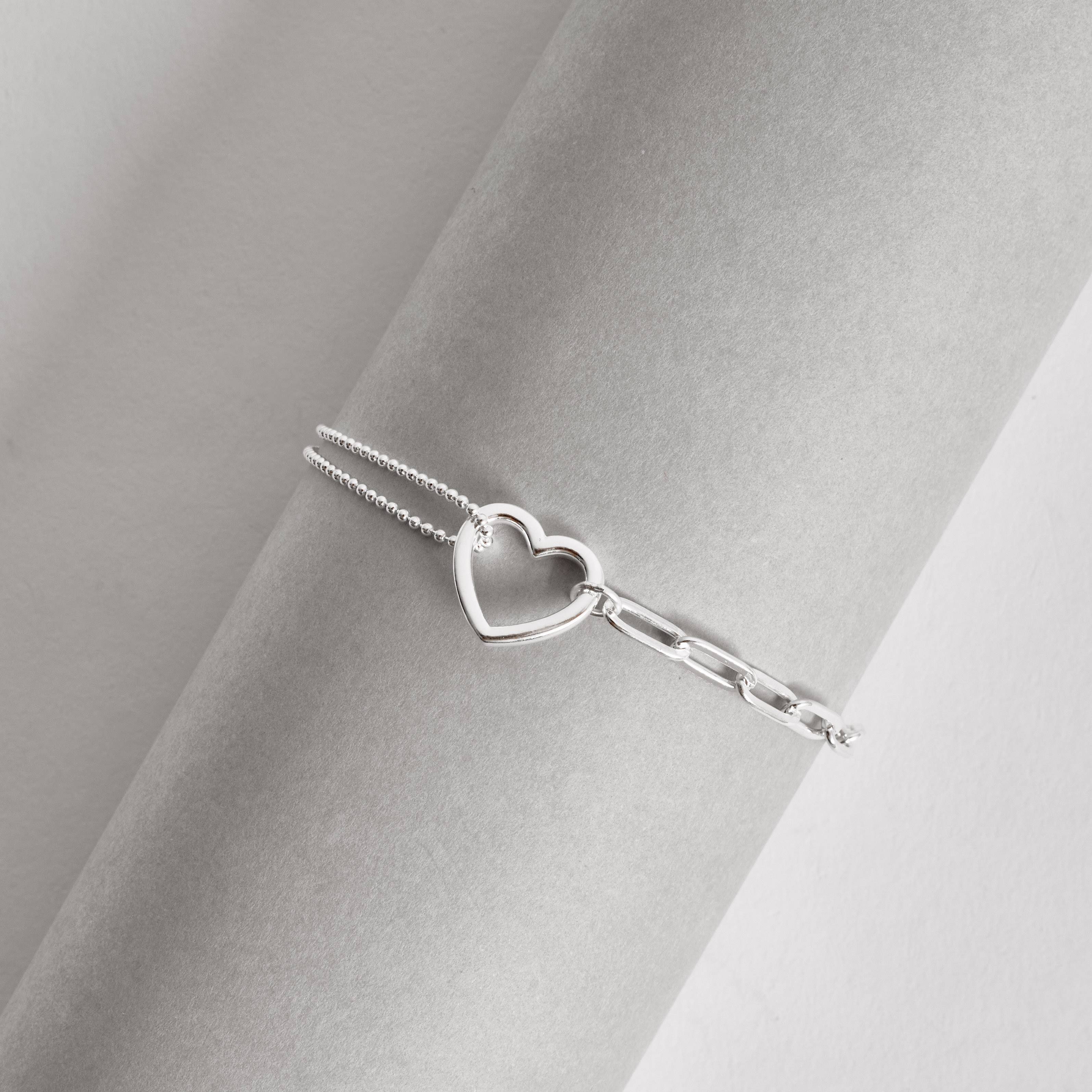 Imagem Secundária Pulseira entremeio coração vazado 14mm correntes bolinhas e cartier 15+5cm