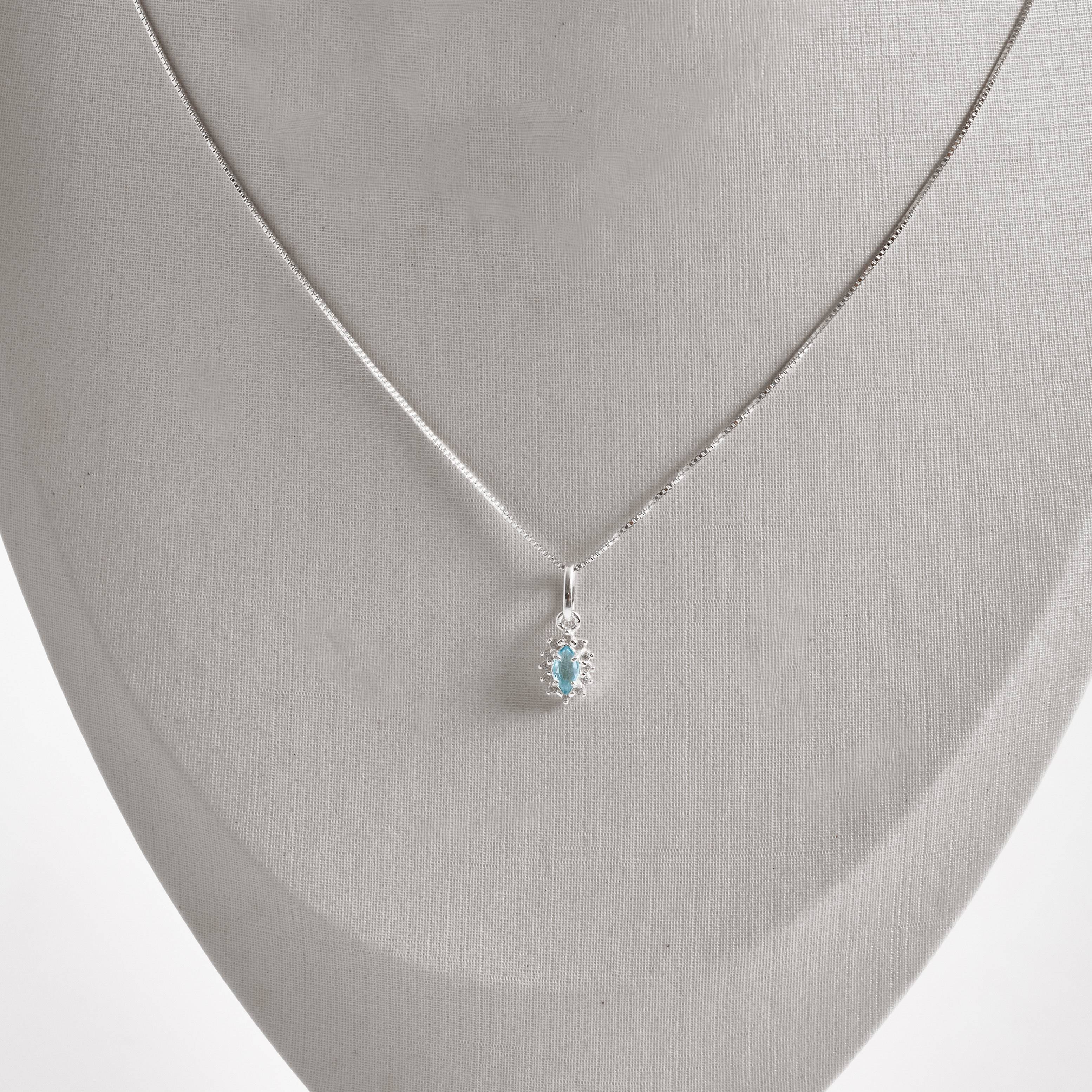 Imagem Colar pingente zircônia navete azul com cravejado 9mm 45cm