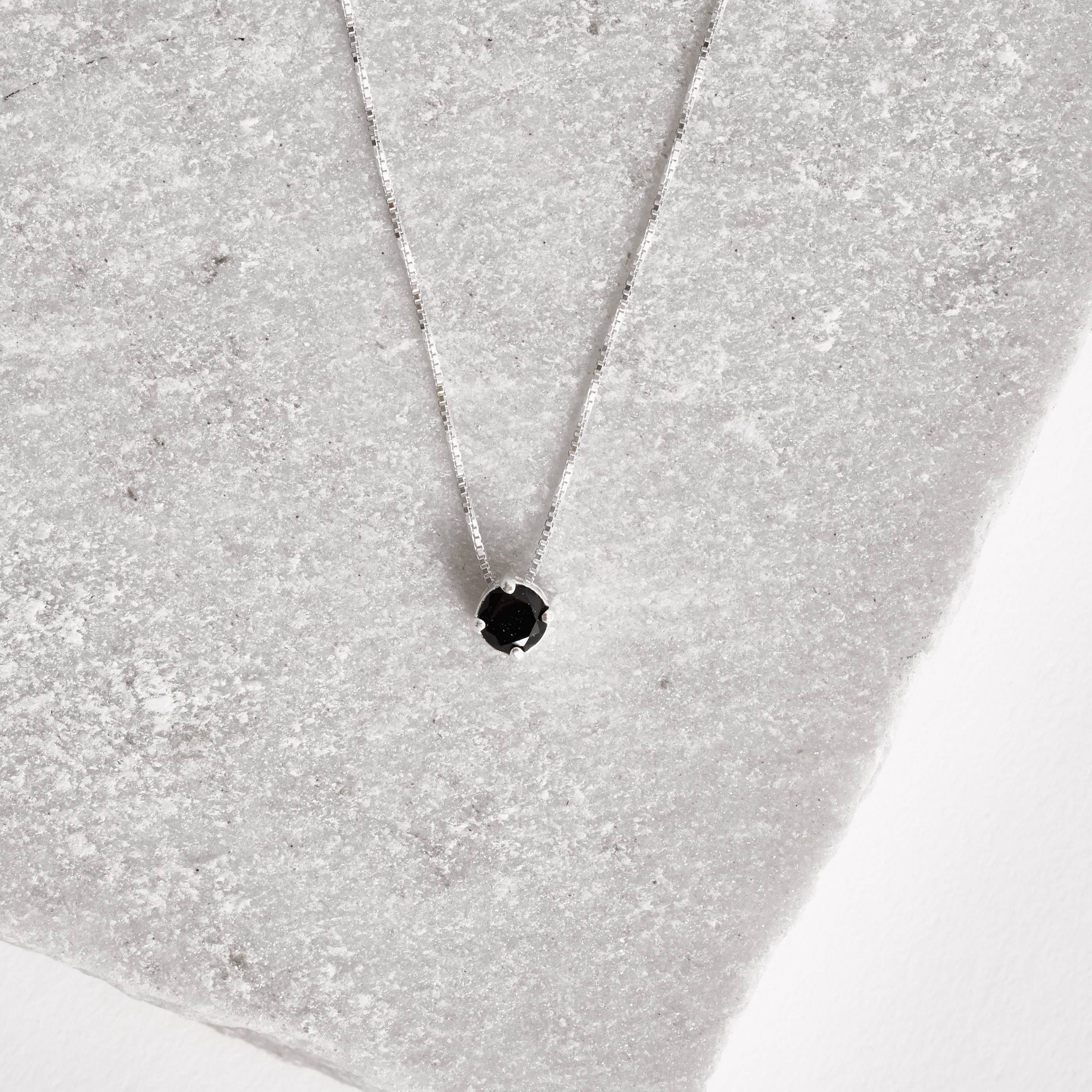 Imagem Colar zircônia redonda ônix 5mm 40cm