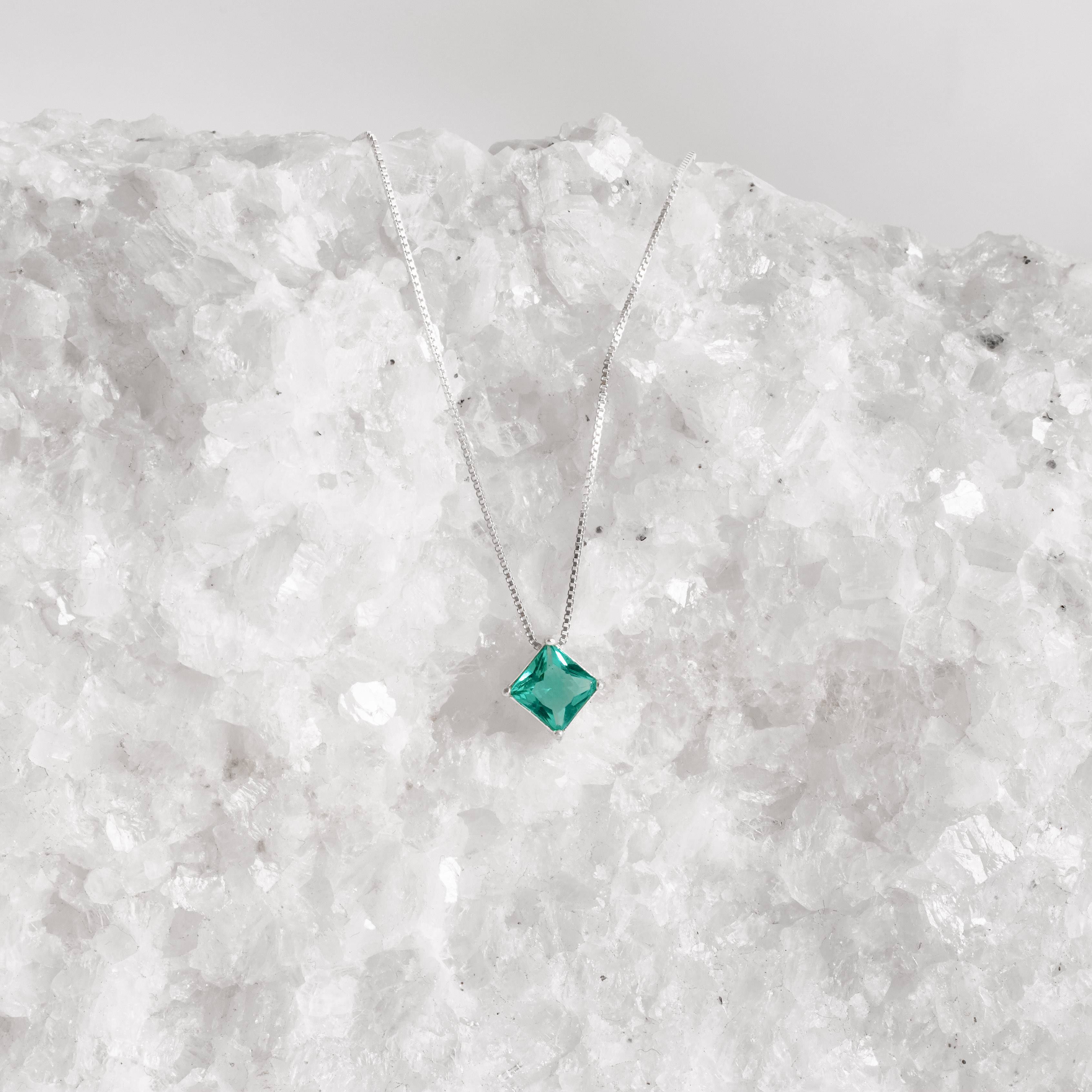 Imagem Colar zircônia losango acqua 10mm 45cm