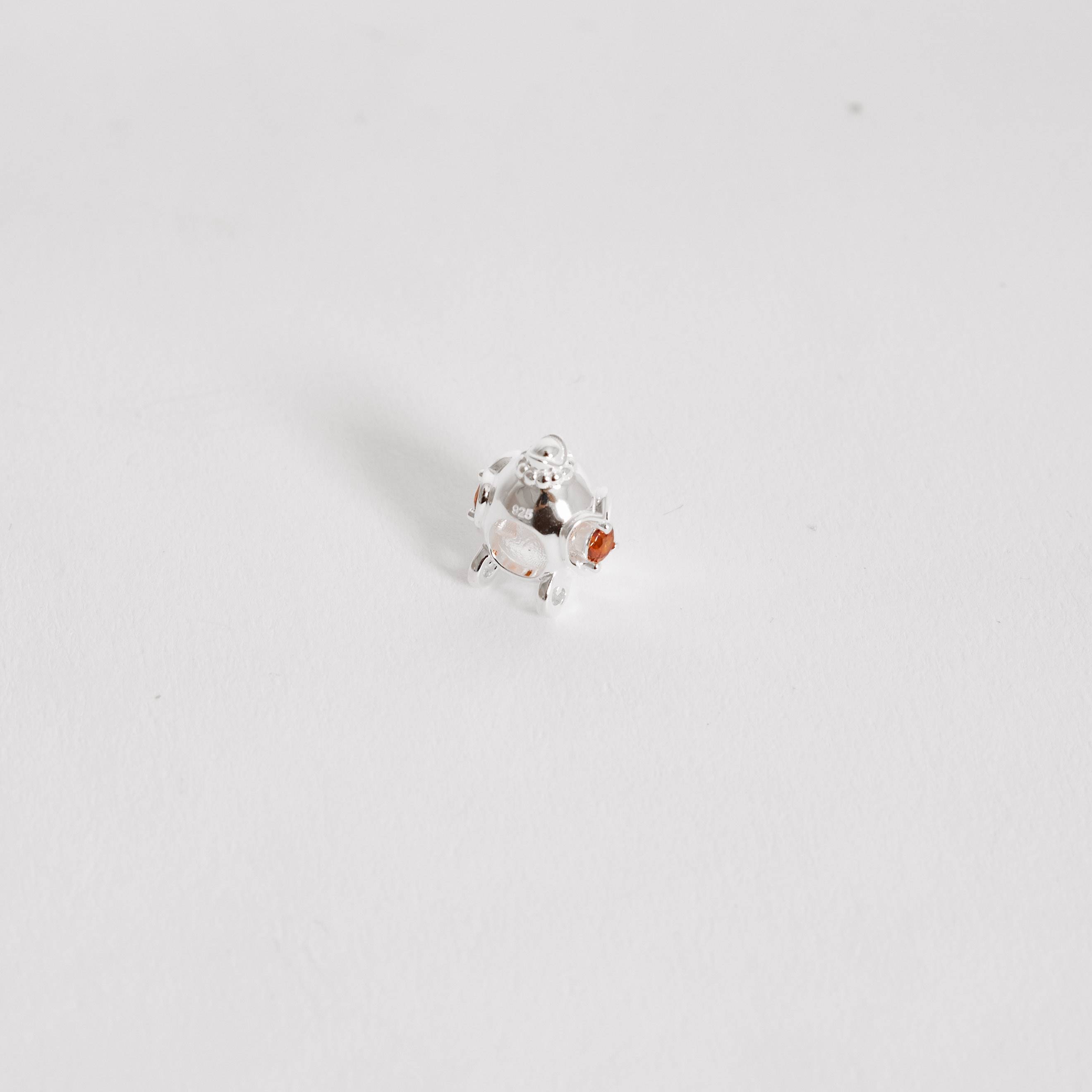 Berloque separador carruagem detalhe zircônia laranja 13mm