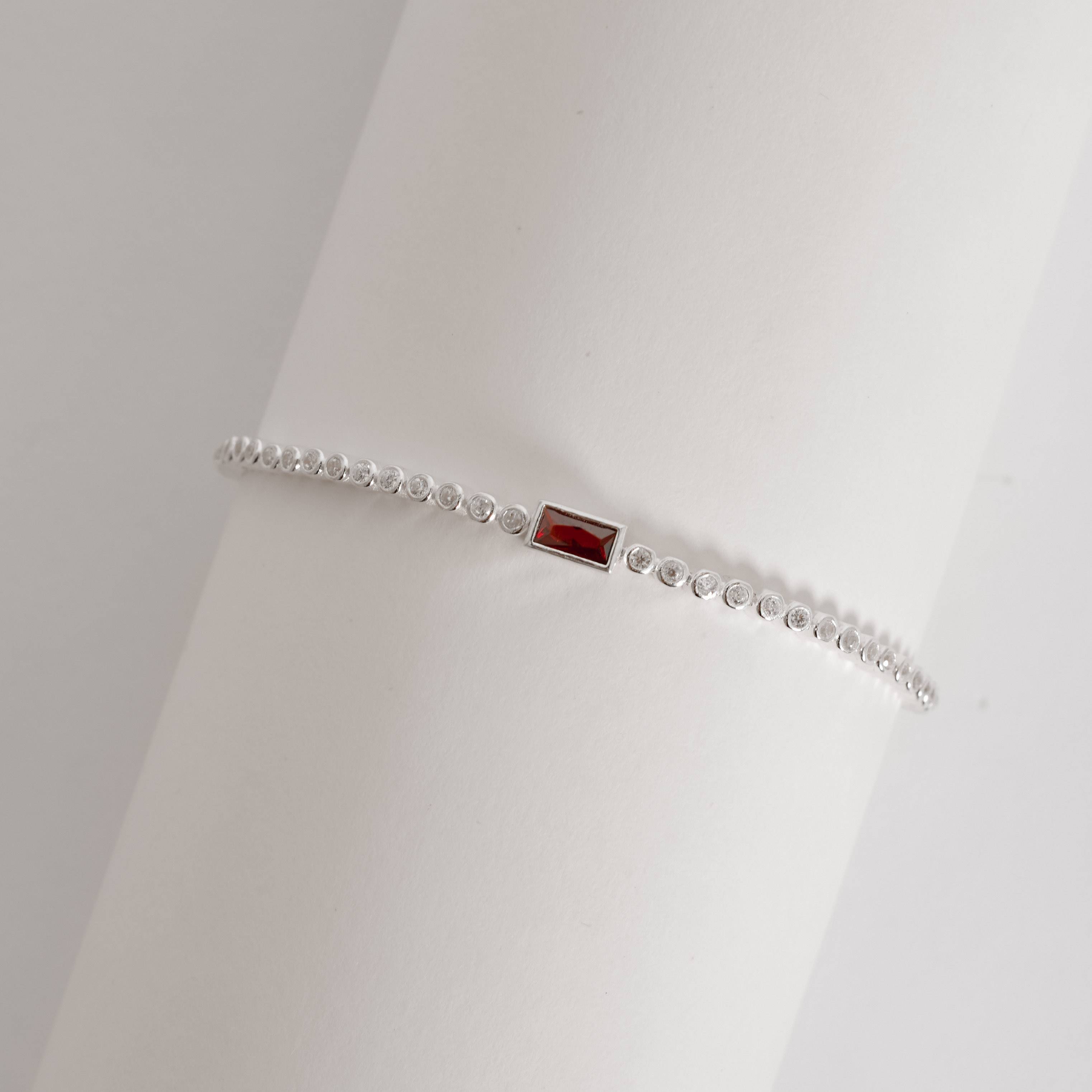 Imagem Secundária Pulseira Riviera com zircônia retangular marrom 7mm 17+3cm