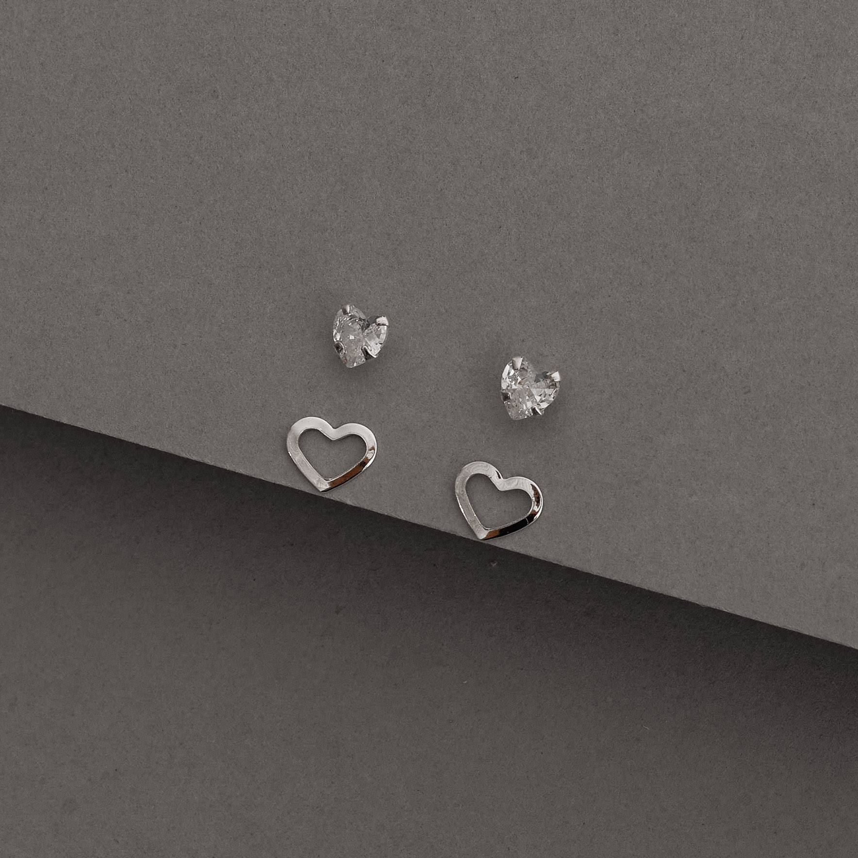 Dupla zircônia coração 5mm e coração vazado 8mm