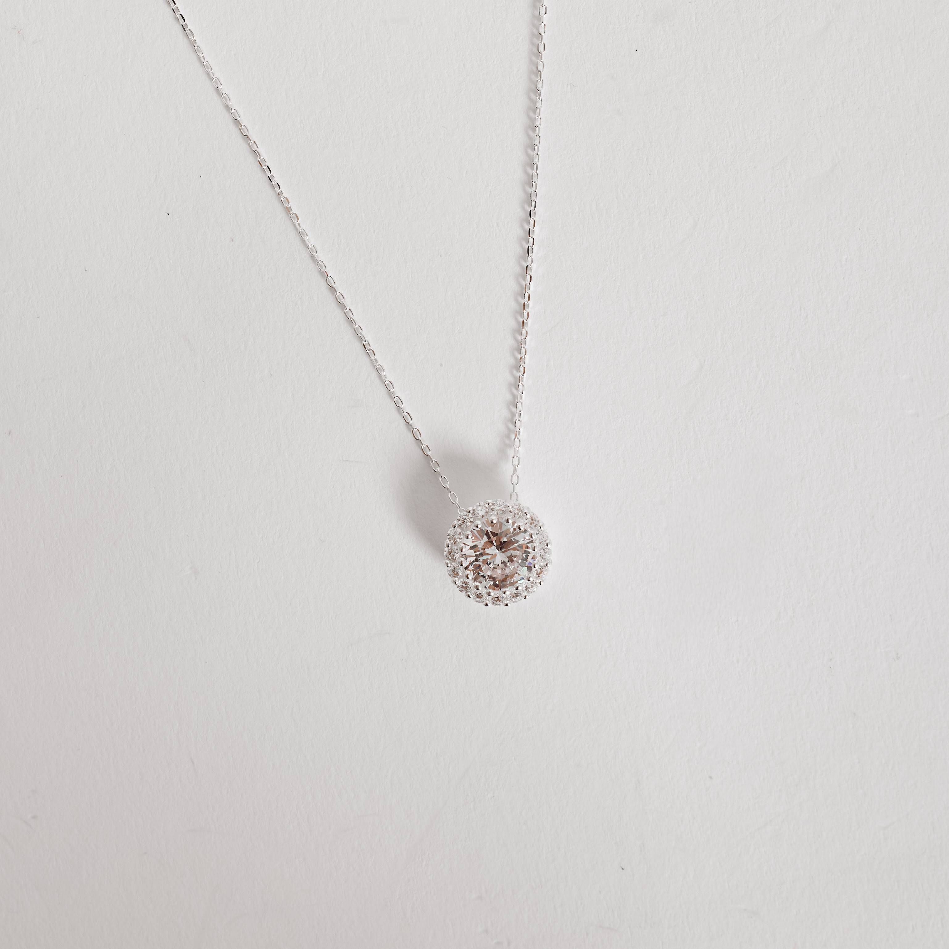 Imagem Colar pingente zircônia redonda com cravejado 12mm corrente cadeado 40+5cm