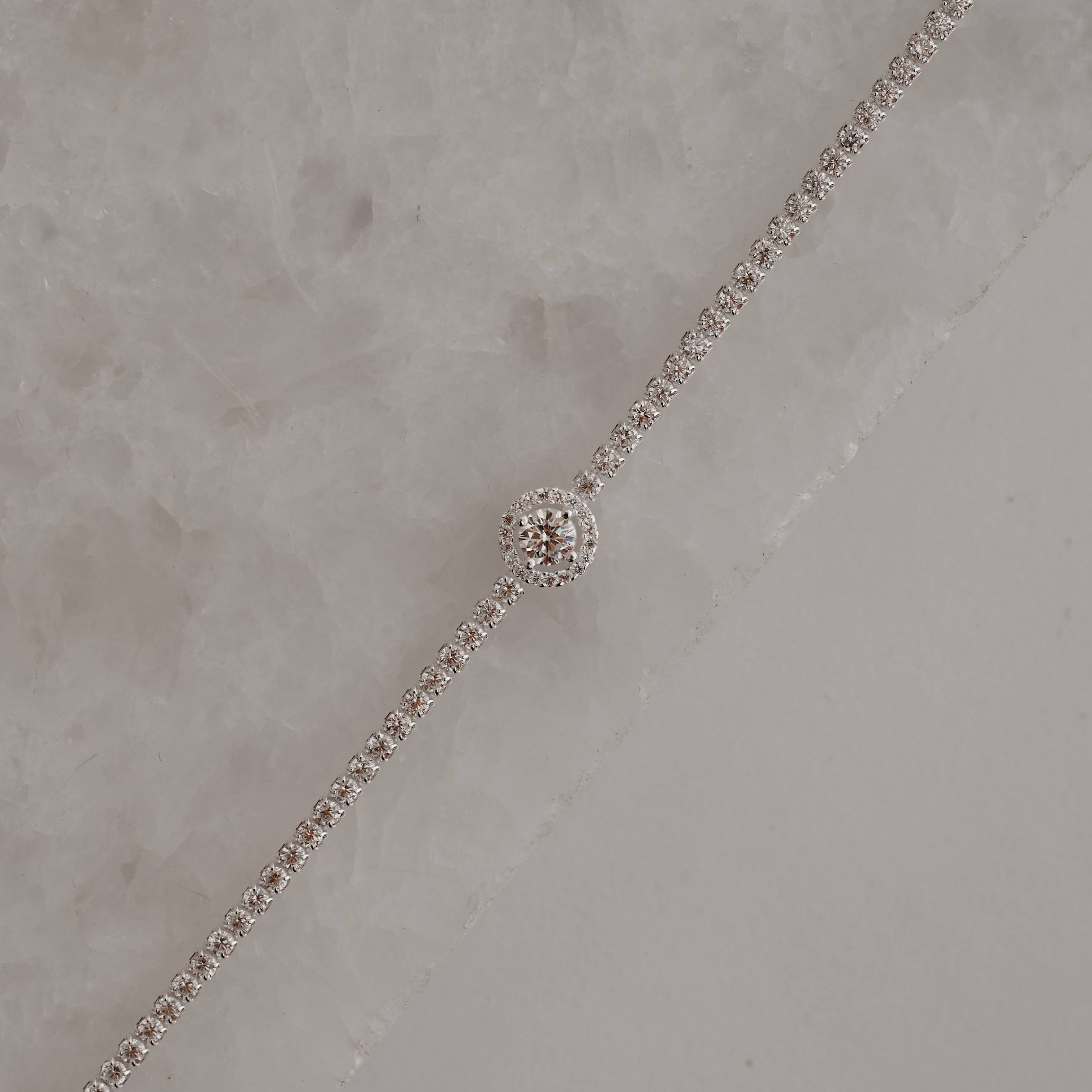 Imagem Secundária Pulseira Riviera 2mm com círculo vazado cravejado 16+4cm