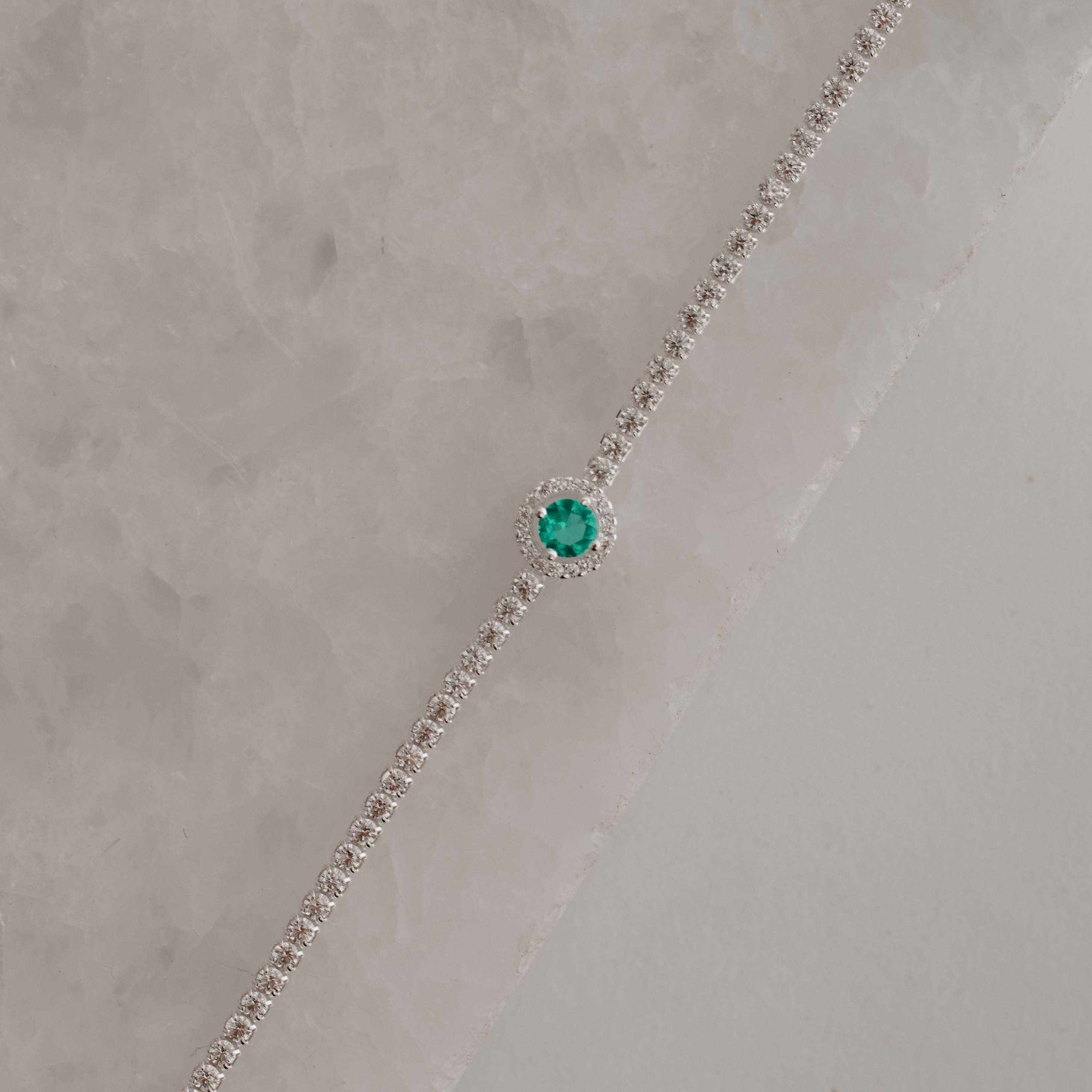 Imagem Secundária Pulseira Riviera 2mm com círculo vazado cravejado turmalina 16+4cm