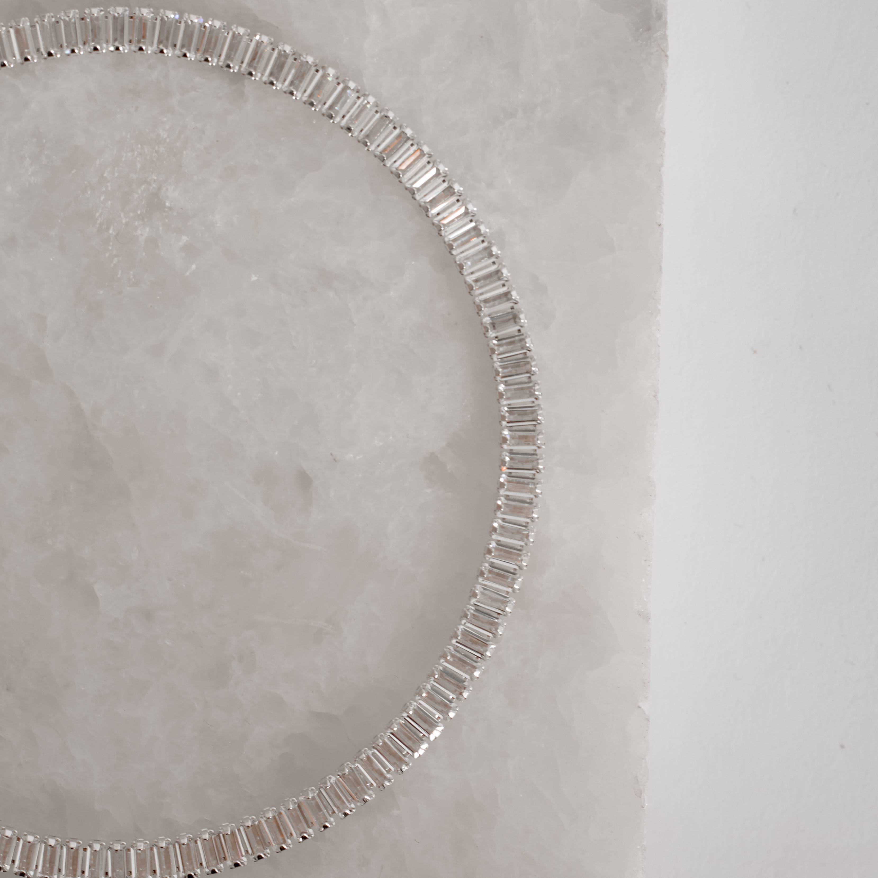 Imagem Secundária Pulseira Riviera zircônias retangulares 4x2mm 18cm