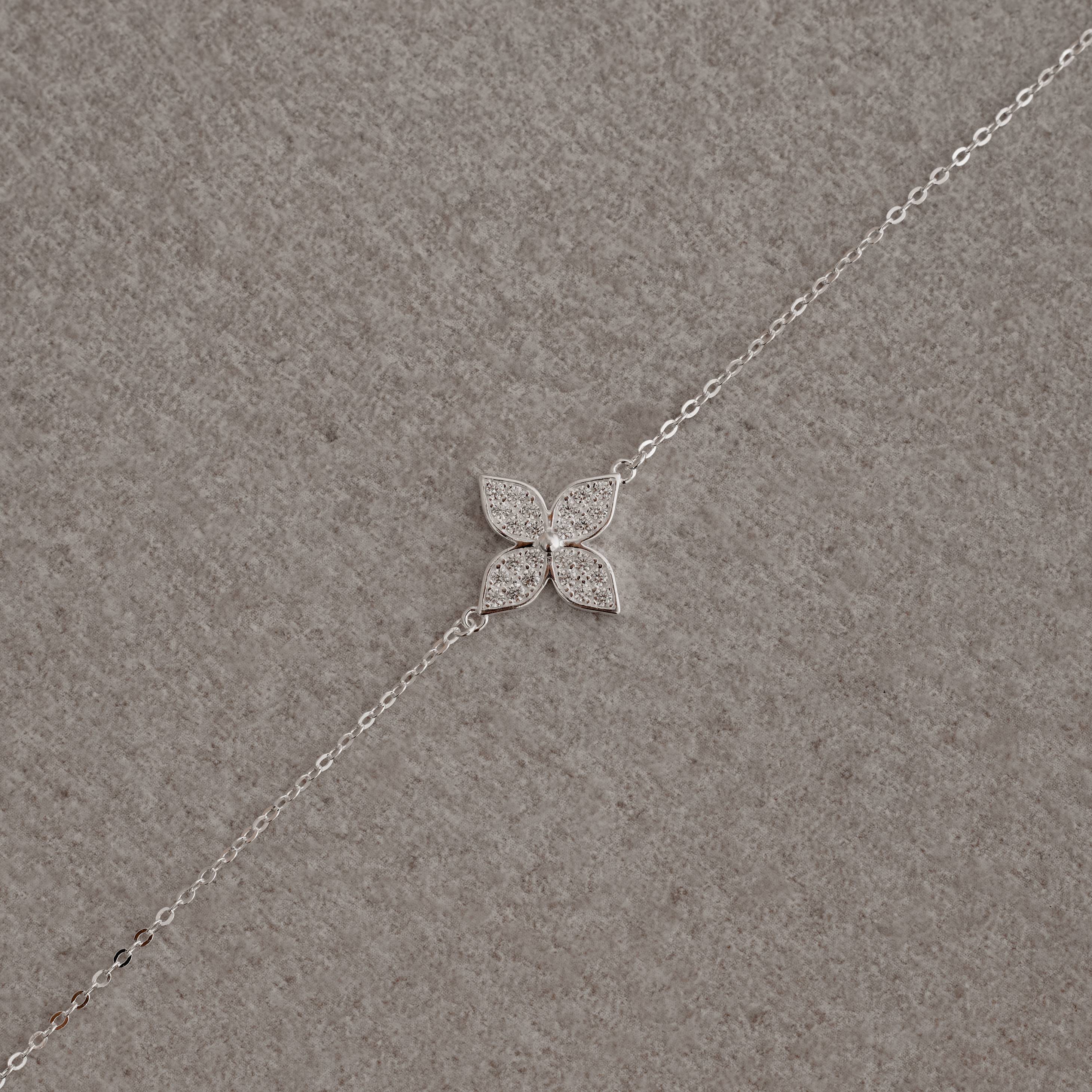 Imagem Secundária Pulseira entremeio flor cravejada 15mm 16+4cm