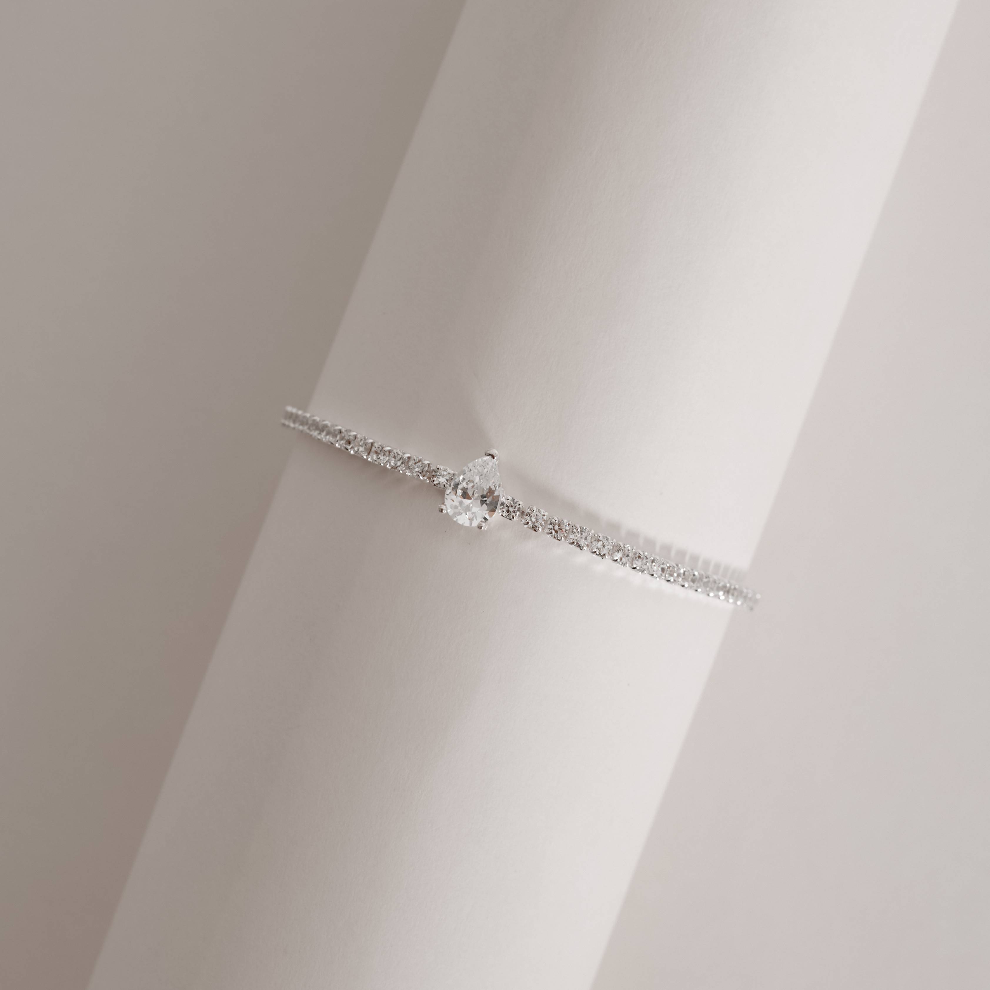 Imagem Pulseira Riviera 2mm detalhe zircônia gota 16+4cm