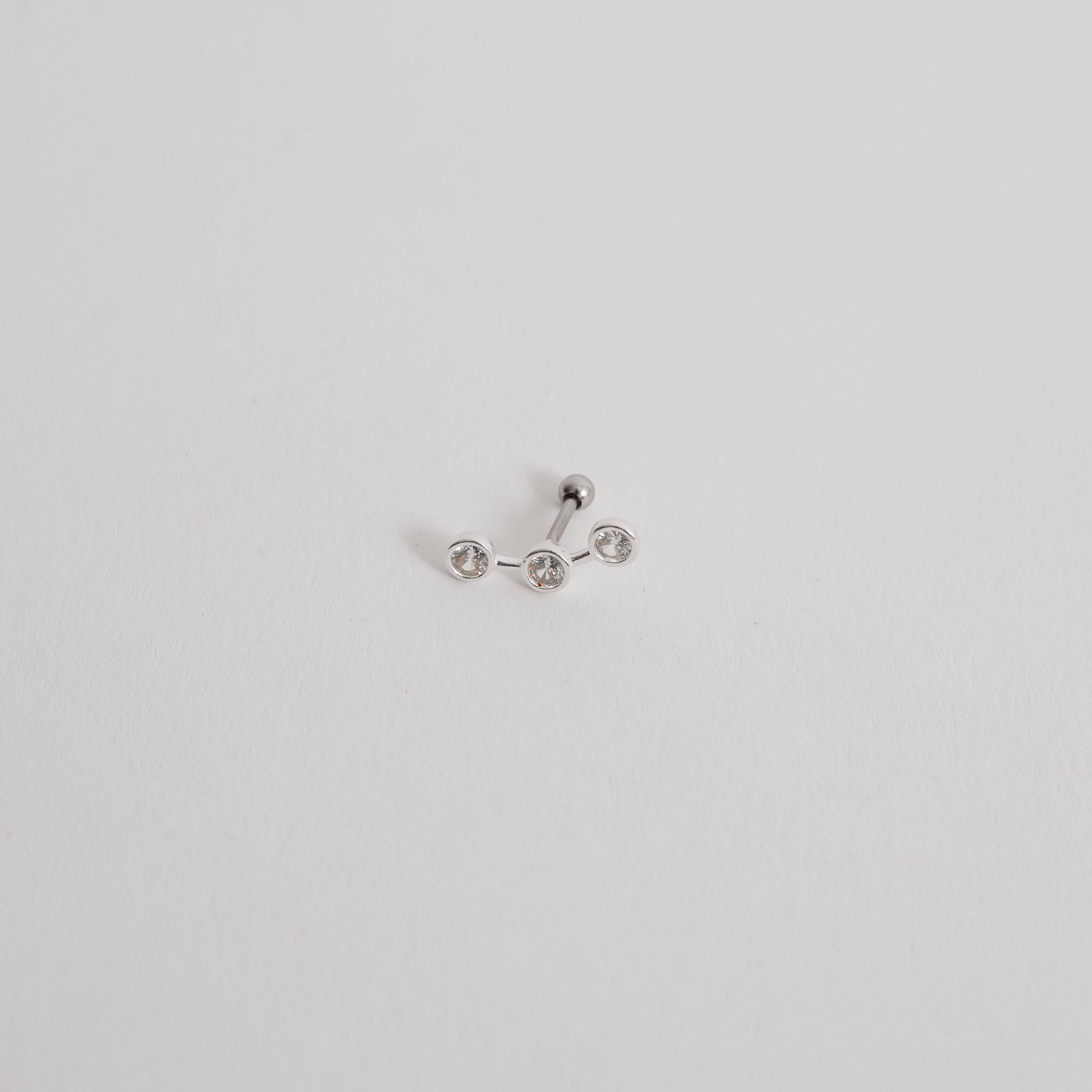 Imagem Piercing haste 3 zircônias embutidas 16mm