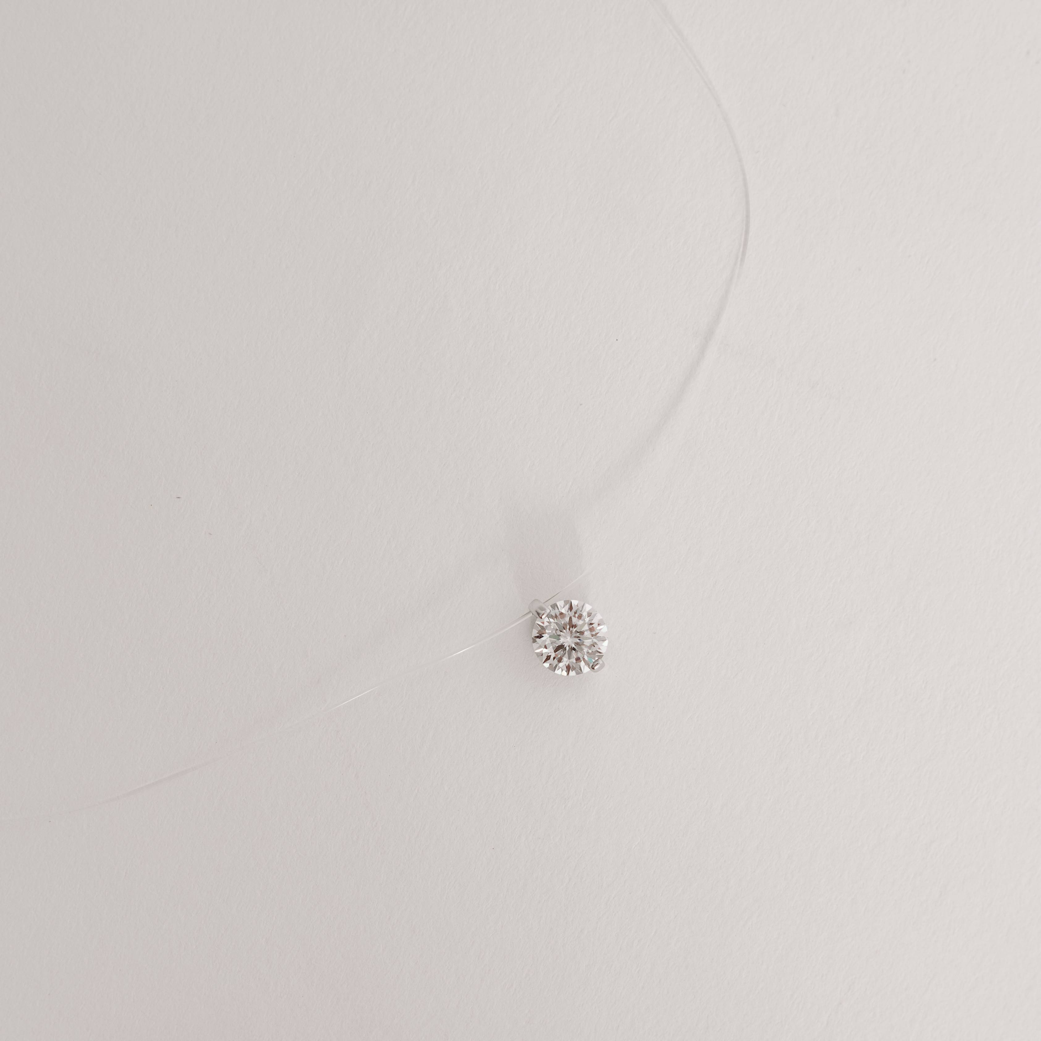 Imagem Secundária Colar nylon moissanite 8mm 40+5cm ródio