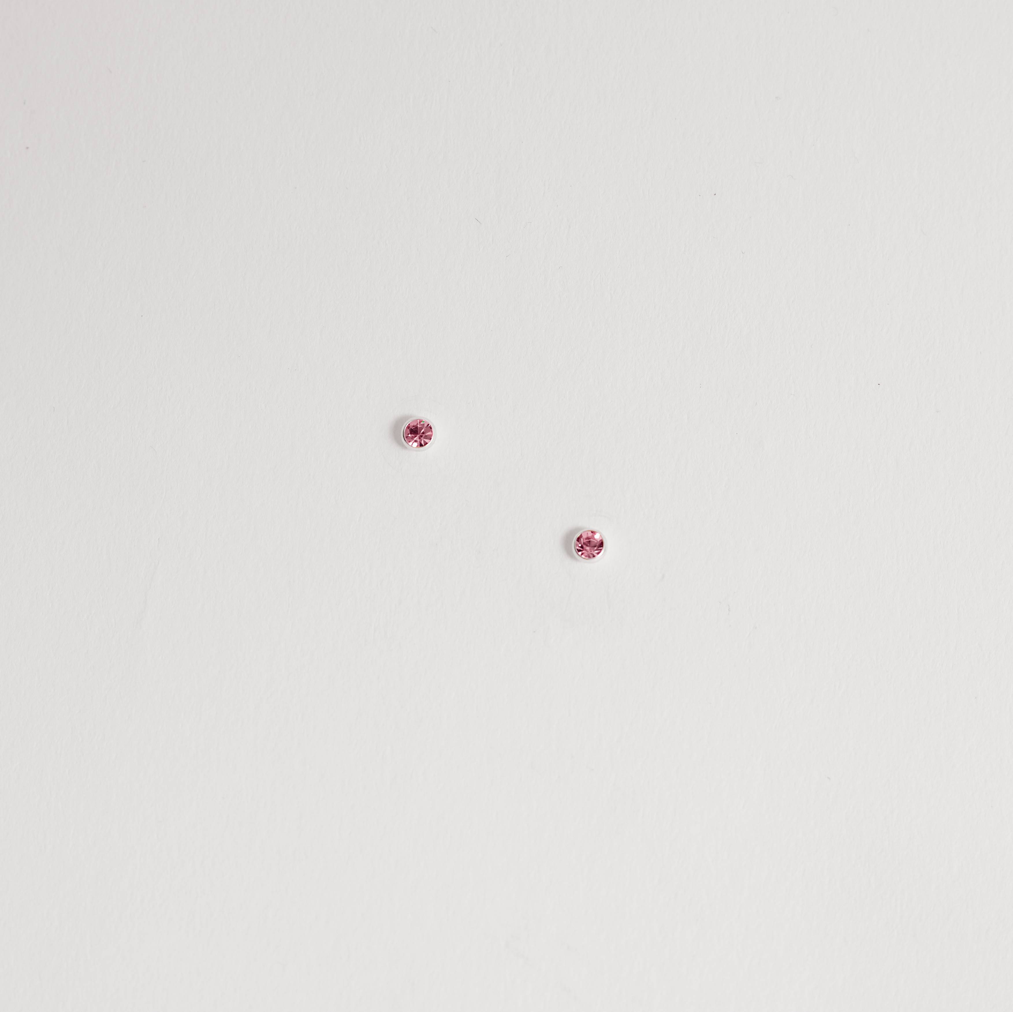 Imagem Brinco infantil zircônia 3mm rosa tarraxa baby - CI