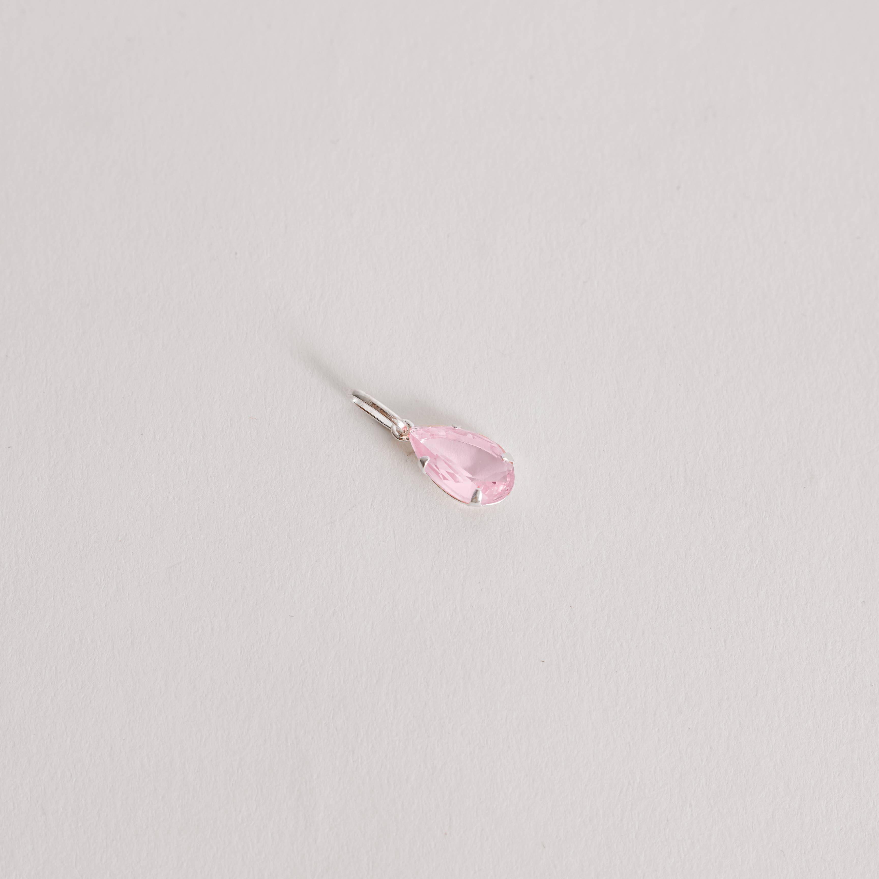 Pingente zircônia gota rosa 12mm