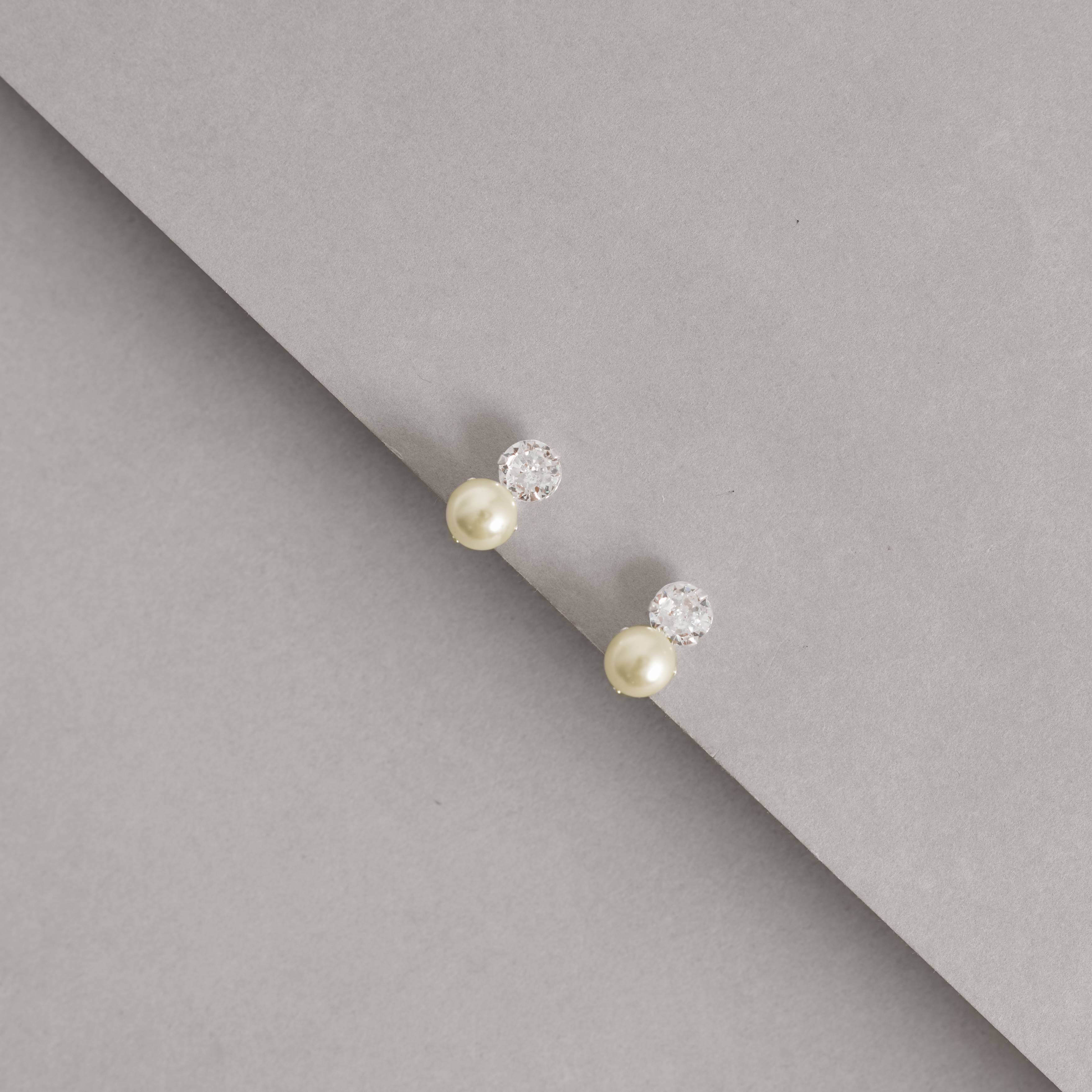 Imagem Brinco zircônia e pérola 13mm