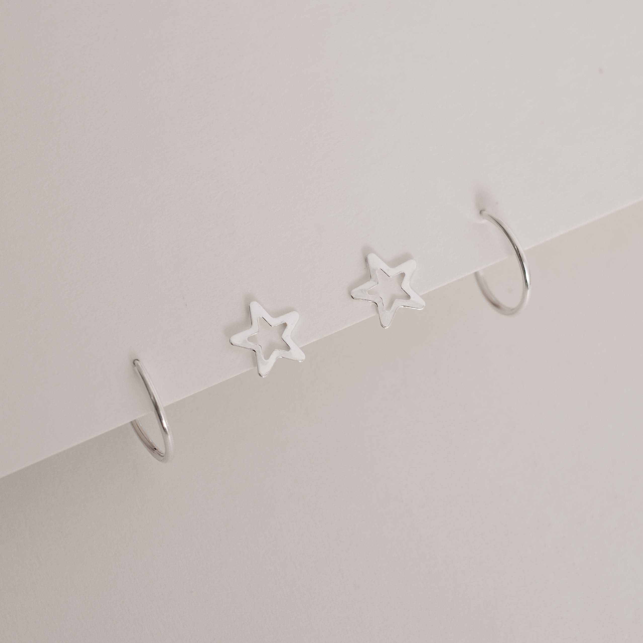 Dupla estrela vazada 8mm e argola 12mm