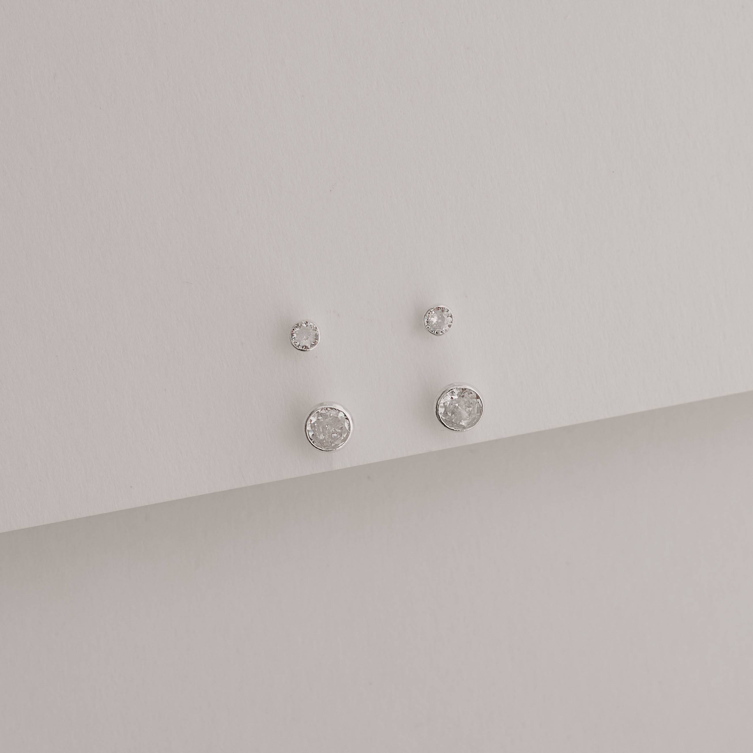 Dupla zircônias redonda cristal 3 e 5mm embutida