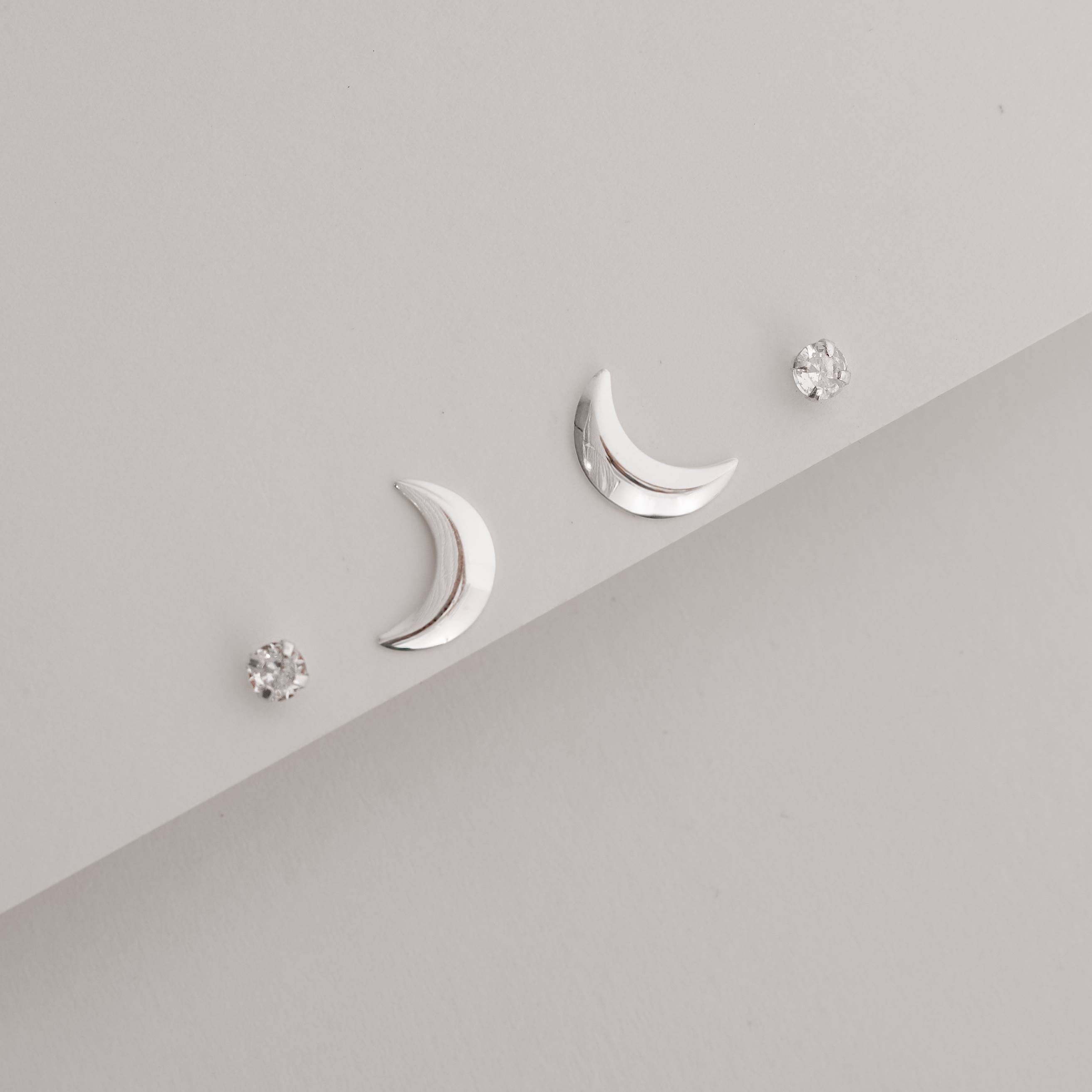 Dupla zircônia redonda 4mm e lua 12mm