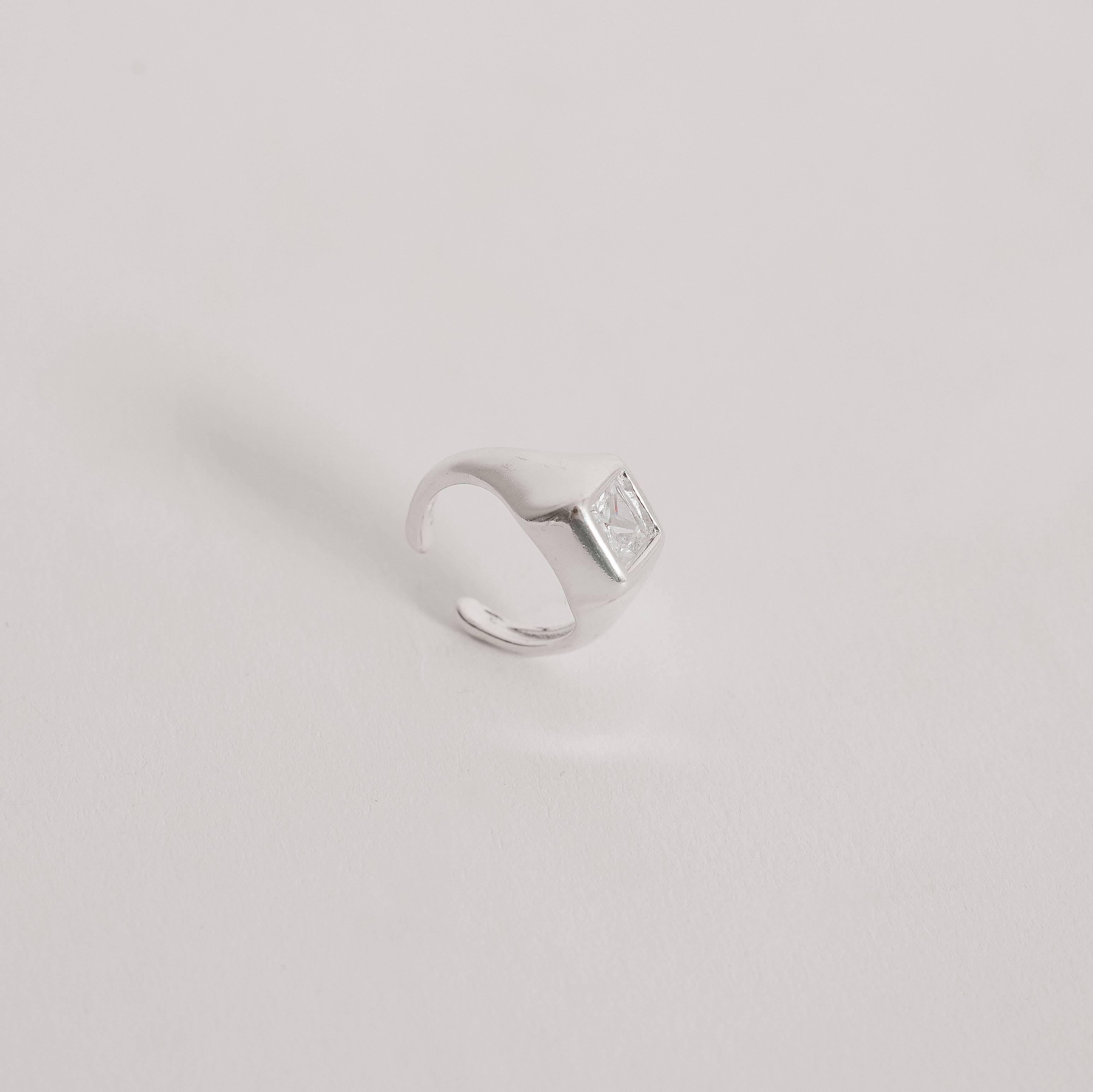 Imagem Secundária Anel dedinho zircônia quadrada aberto