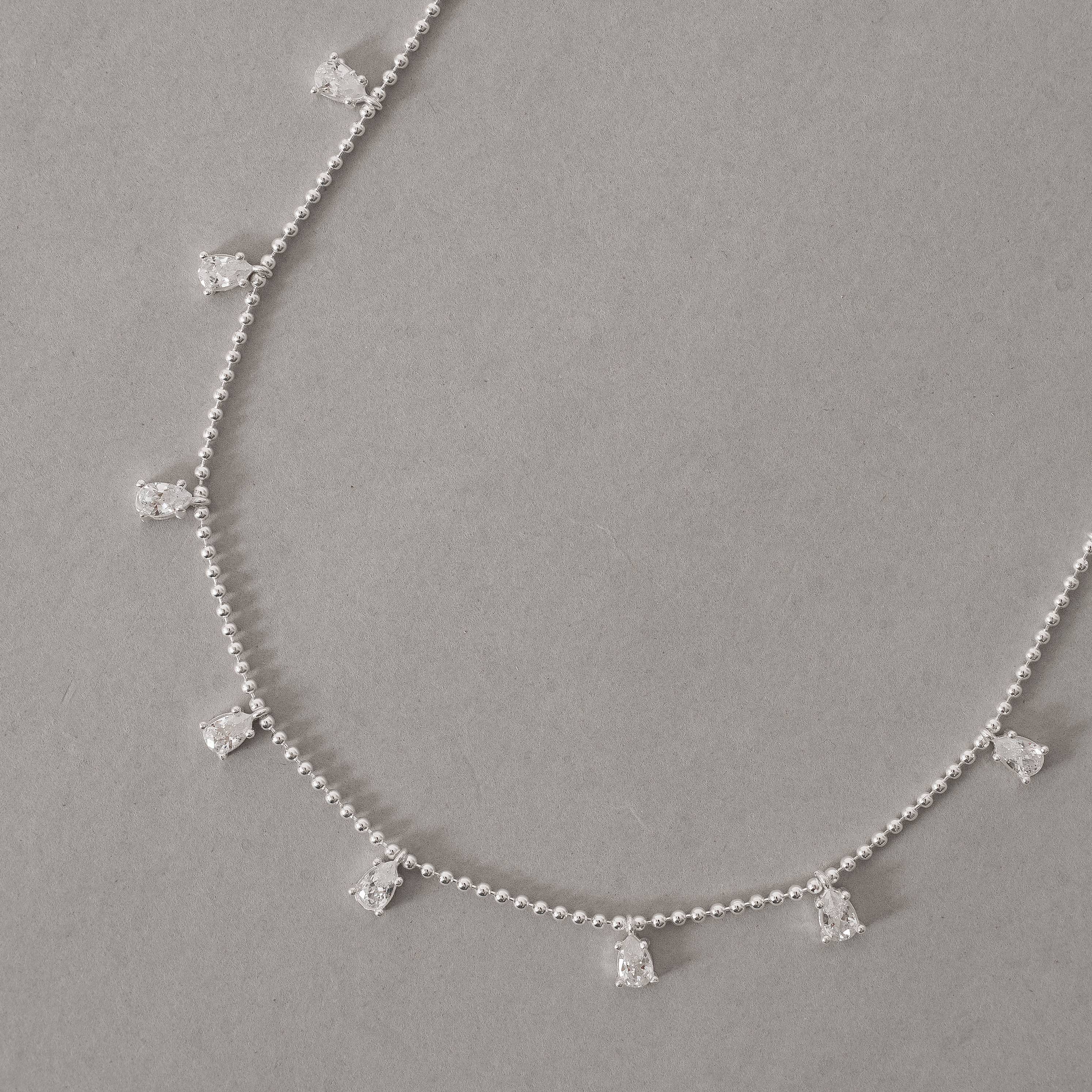 Imagem Secundária Colar micro bolas com pingentes zircônias gota 5mm 40+5cm