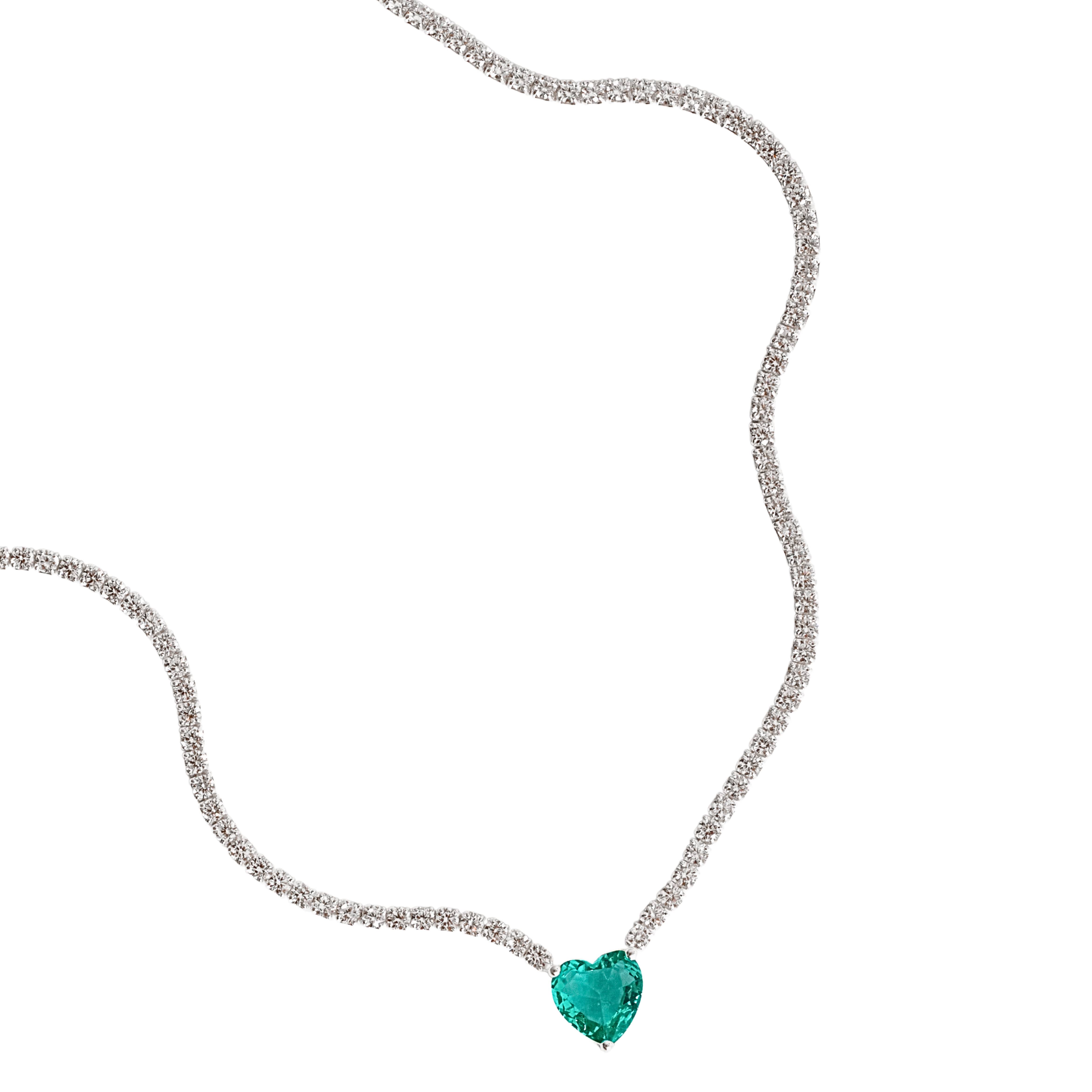 Imagem Colar Riviera 2.1 com zircônia coração turmalina 9mm 40+5cm