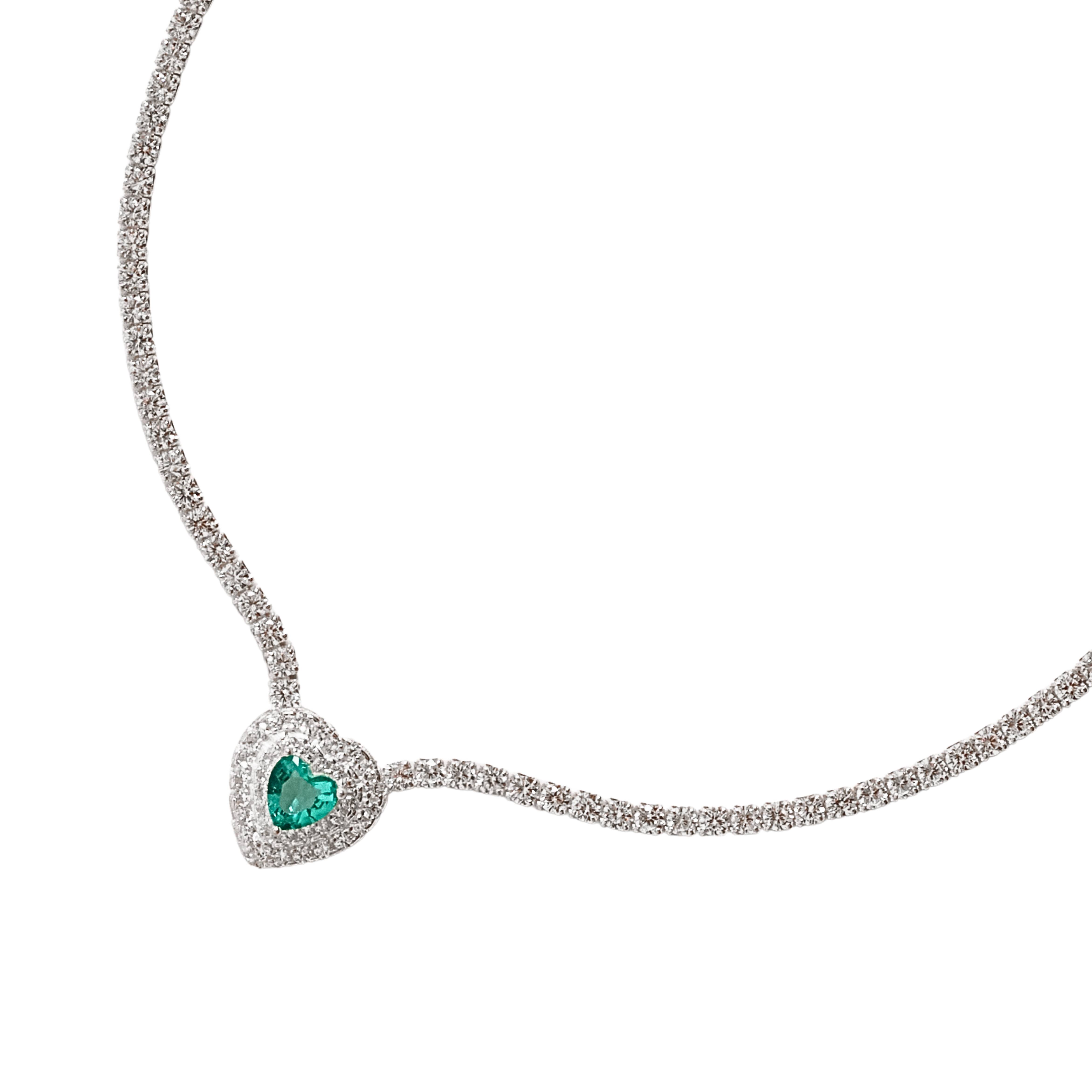 Imagem Colar Riviera 2.0 entremeio zircônia coração turmalina com cravejado 11mm 40+5cm