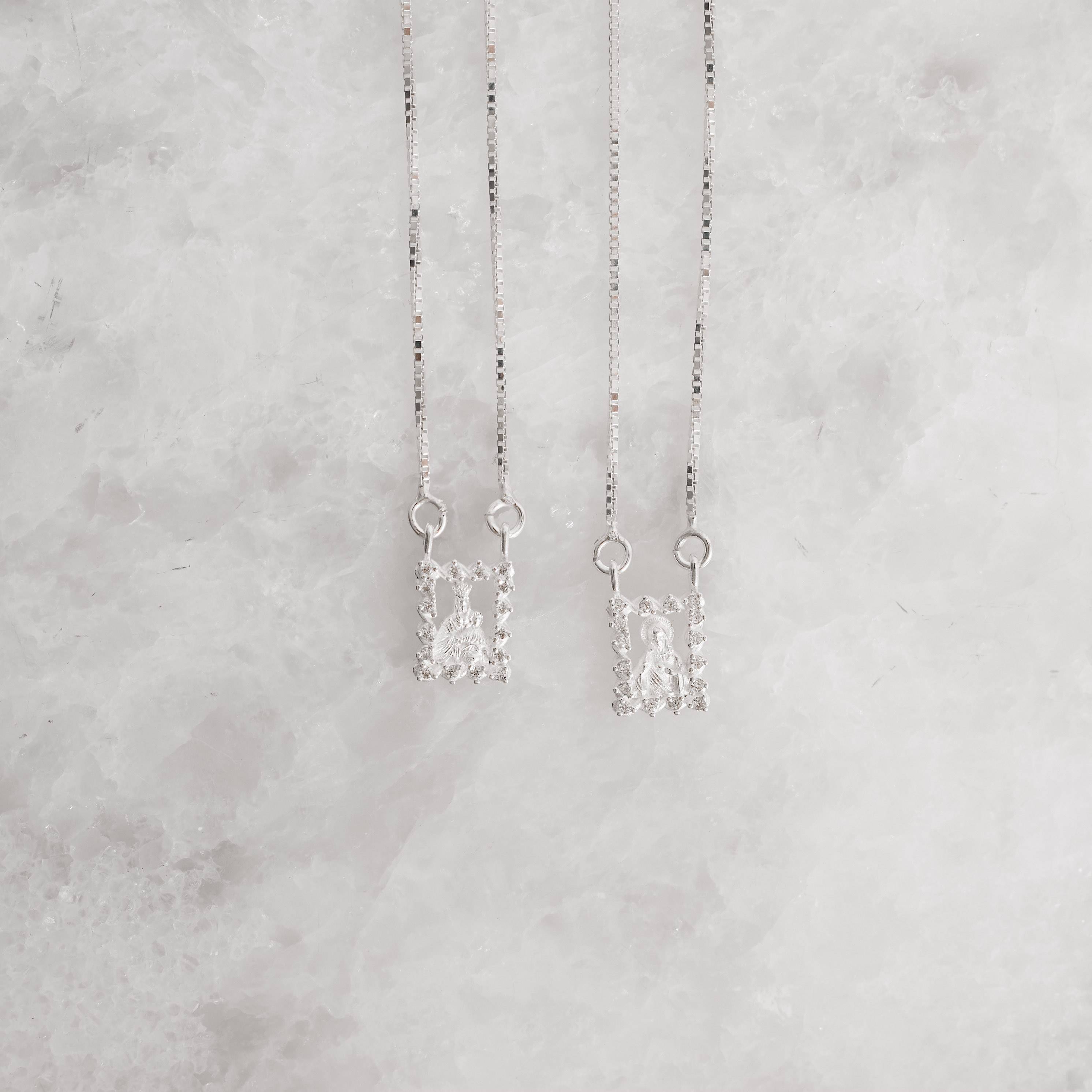 Escapulário tradicional medalhas cravejadas v15 60cm