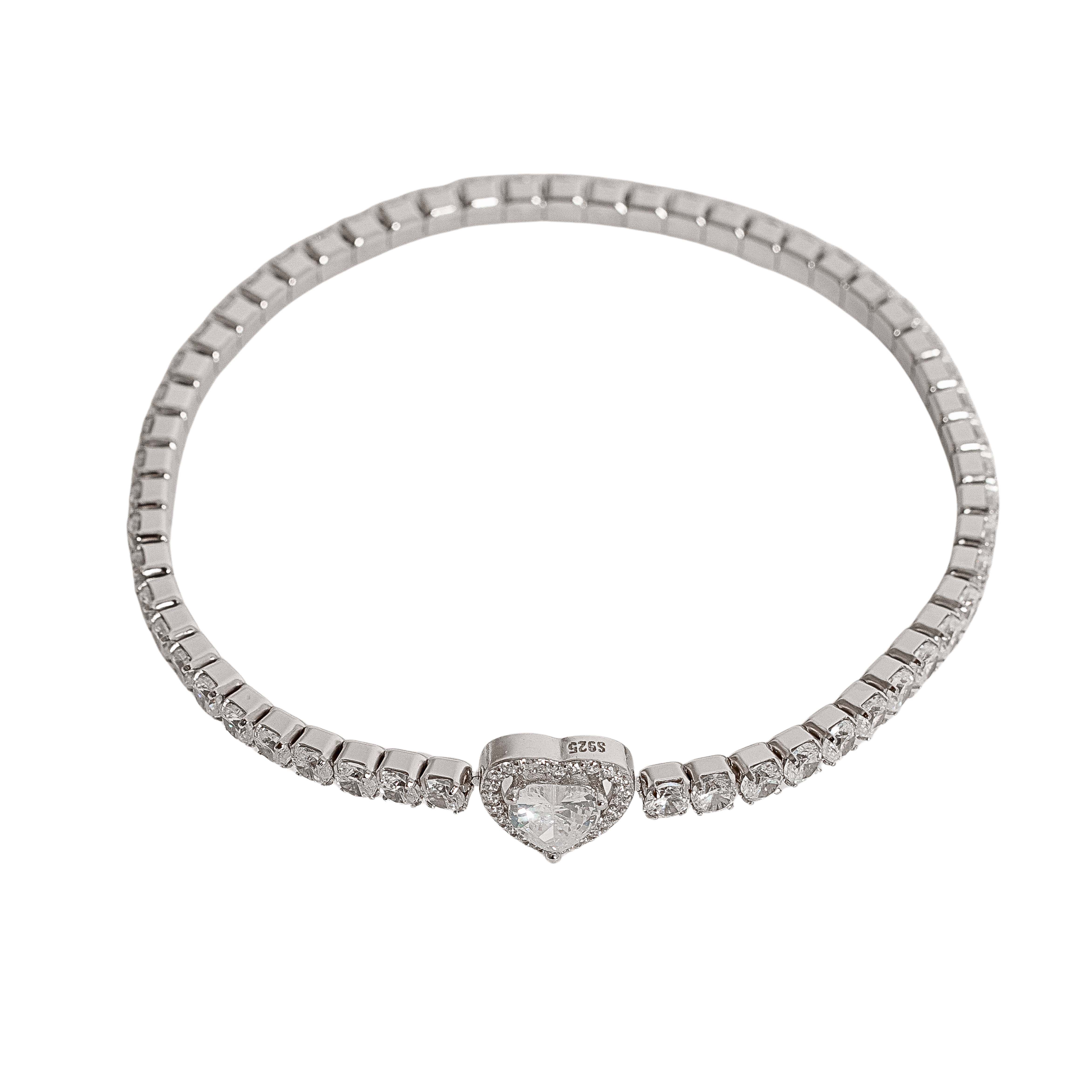 Imagem Pulseira Riviera 3.2 entremeio zircônia coração ródio