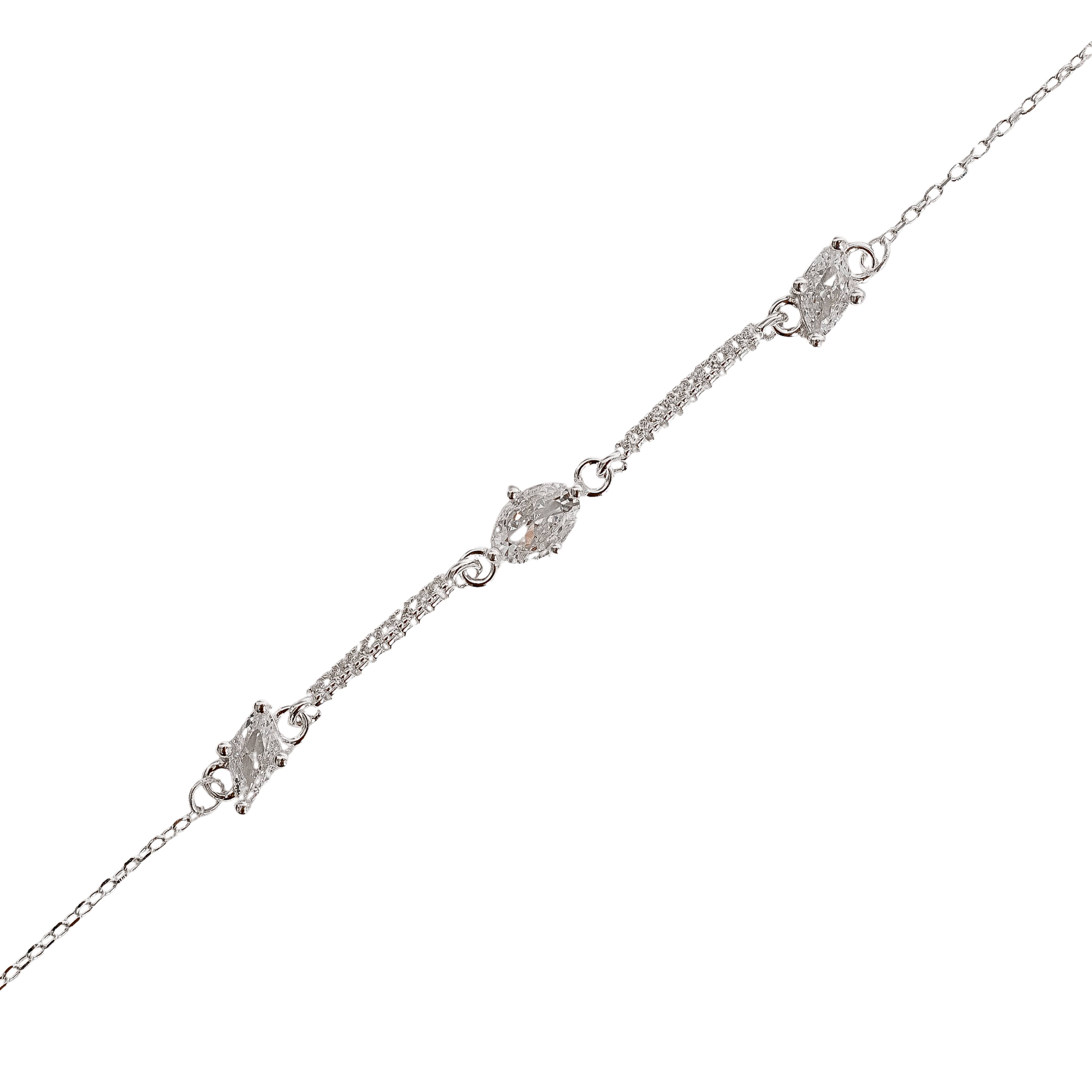 Pulseira entremeios zircônias com palitos cravejados 16+4cm