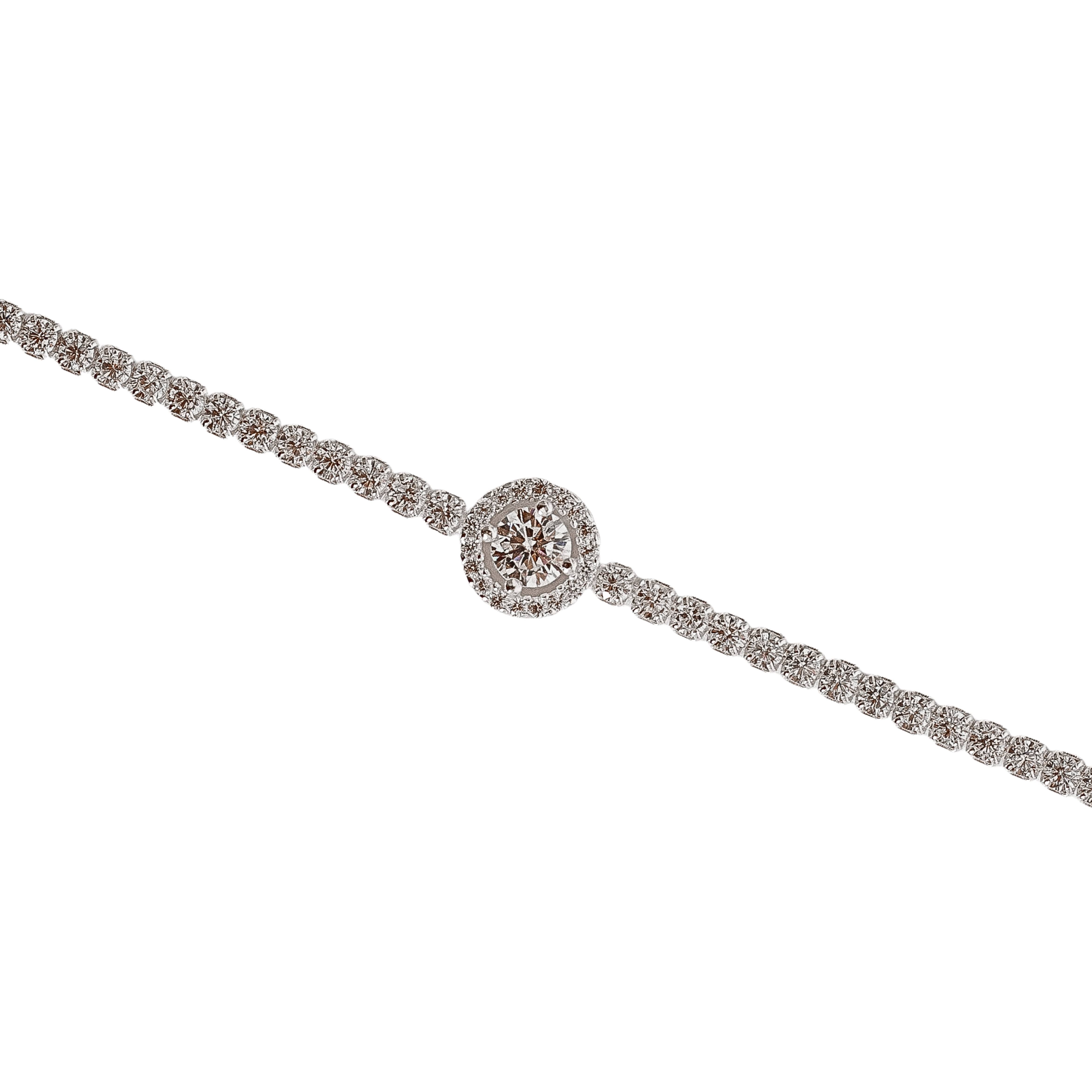 Imagem Pulseira Riviera 2mm com círculo vazado cravejado 16+4cm