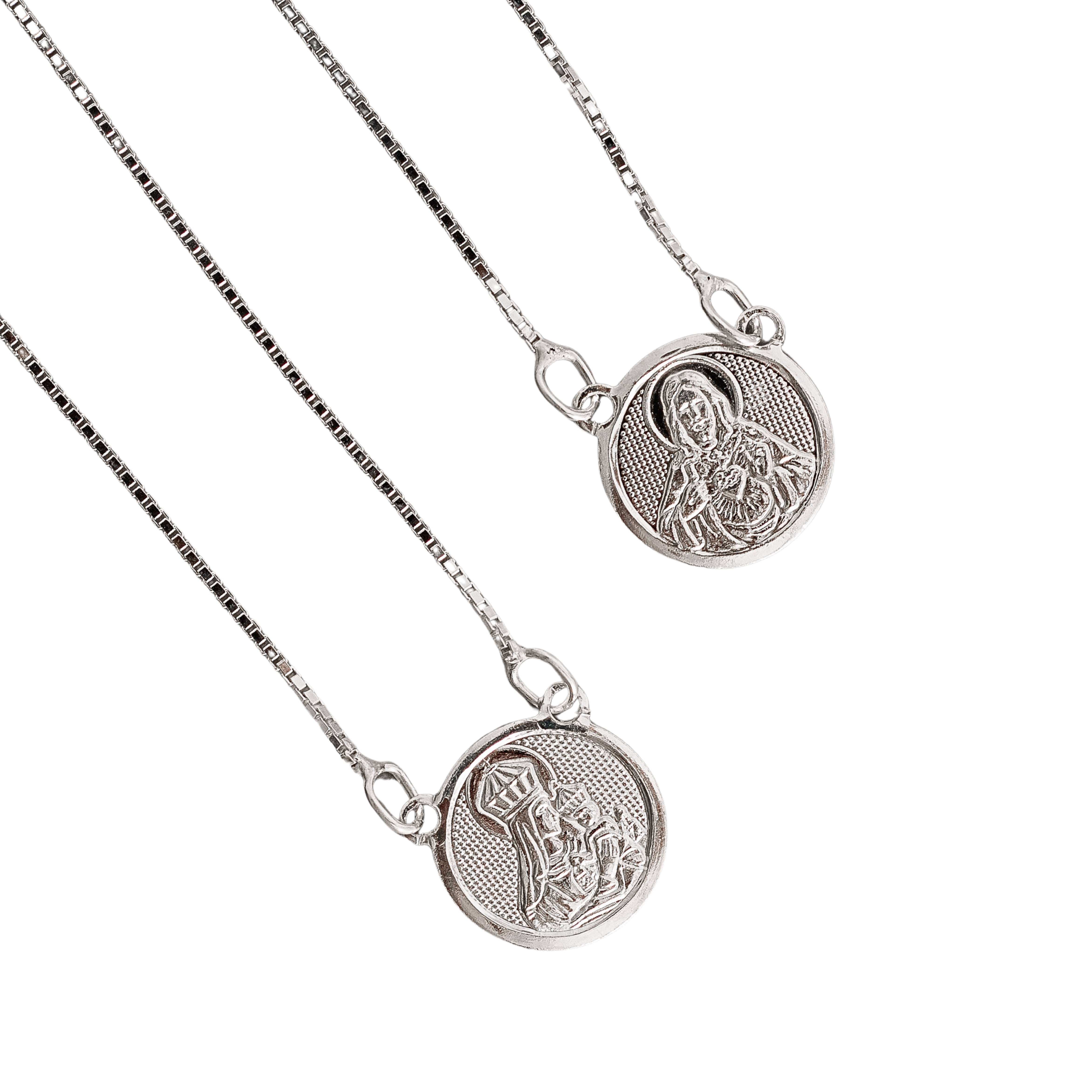 Escapulário medalhas redonda tradicional verso Salmos v15 60cm