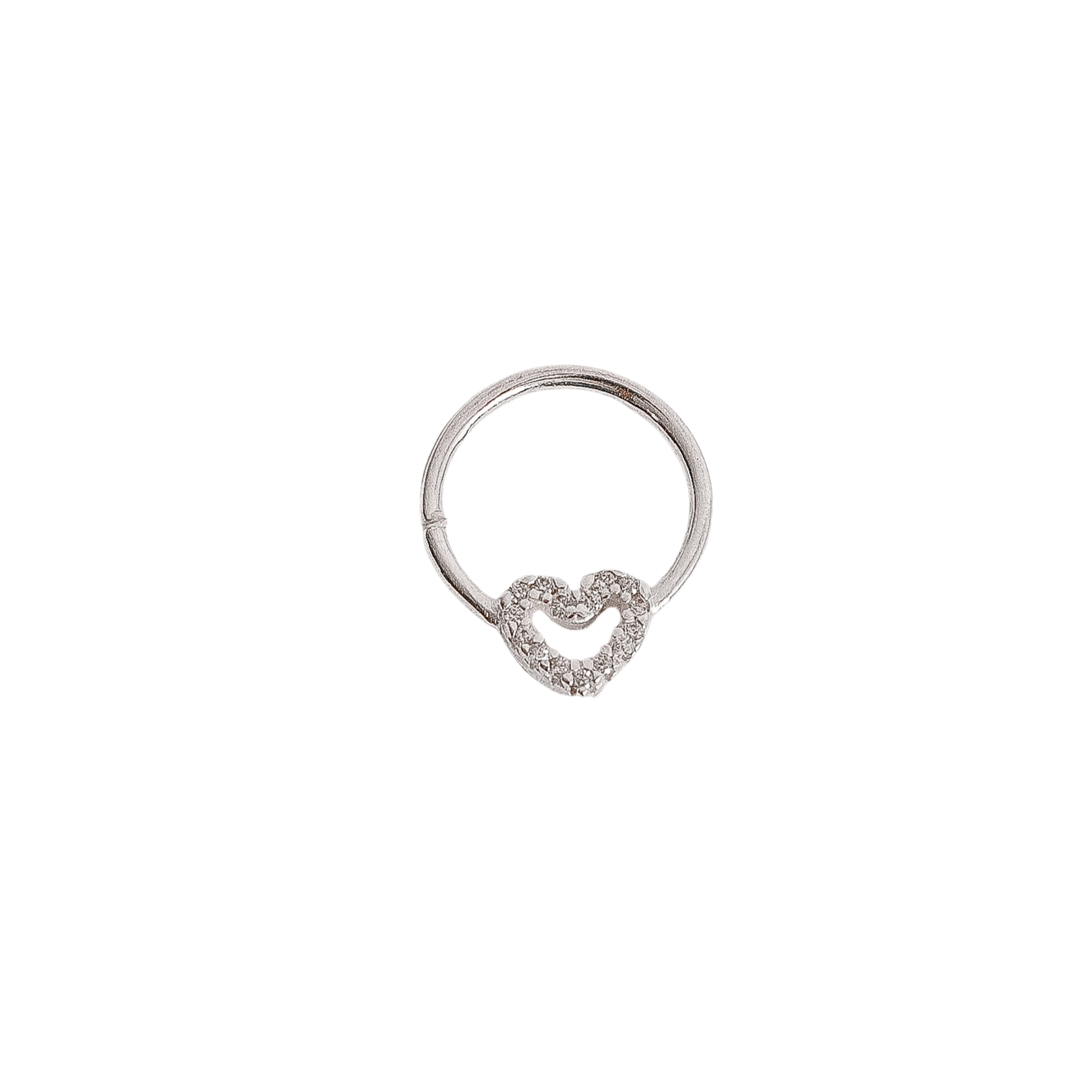Piercing argola com coração vazado cravejado 11mm