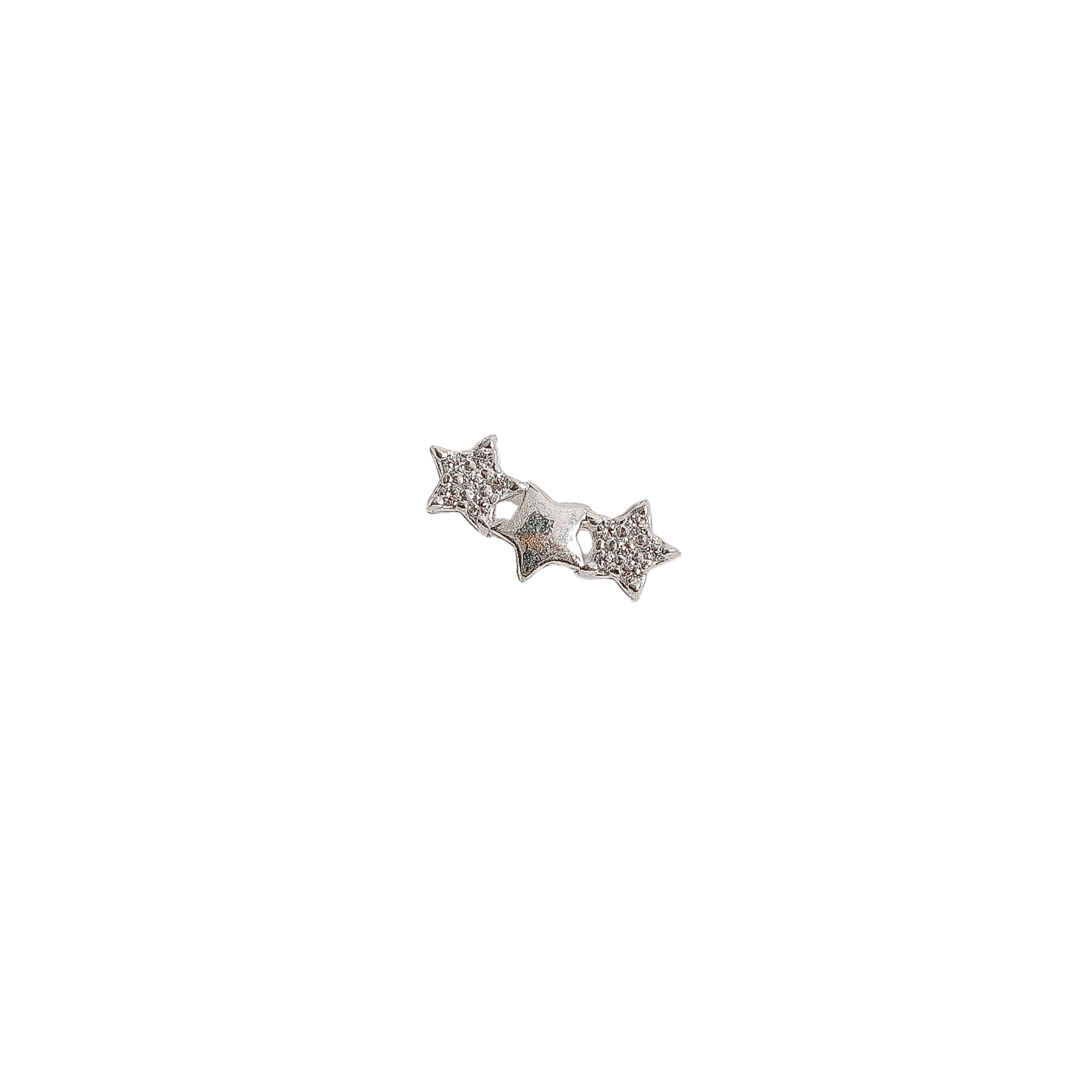 Piercing haste estrelas lisa e cravejada 11mm
