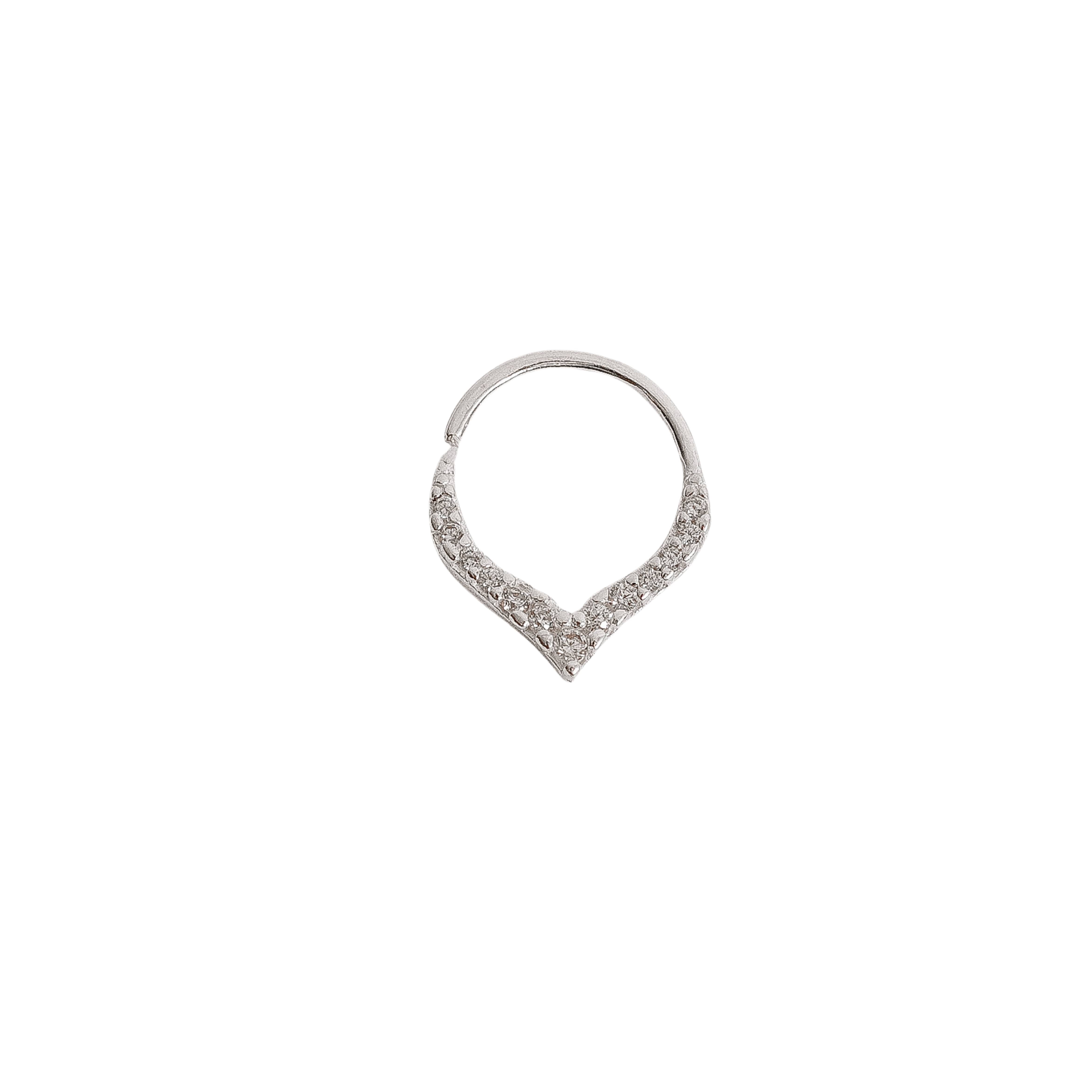 Piercing argola V cravejado 10mm