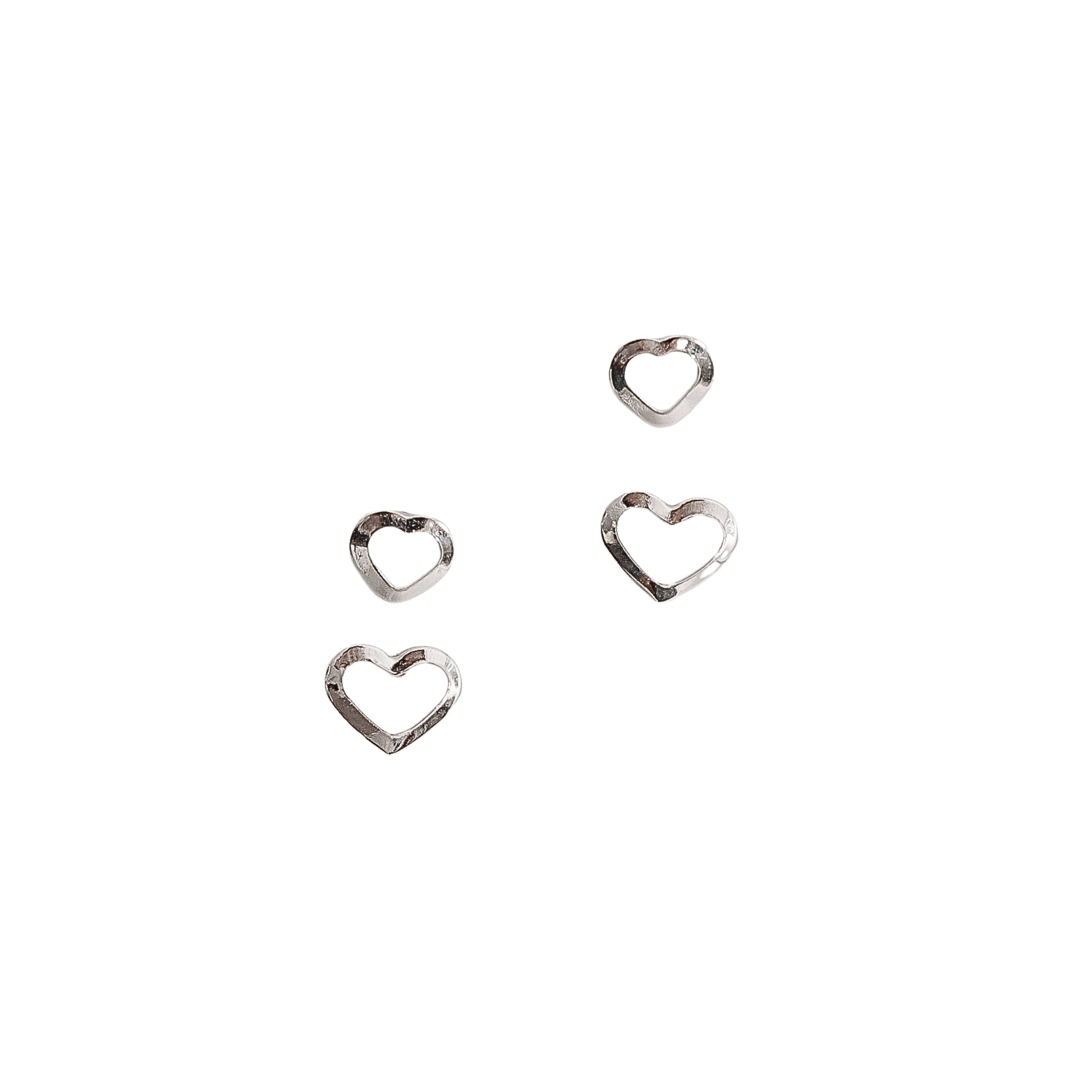 Dupla corações vazados 6 e 8mm