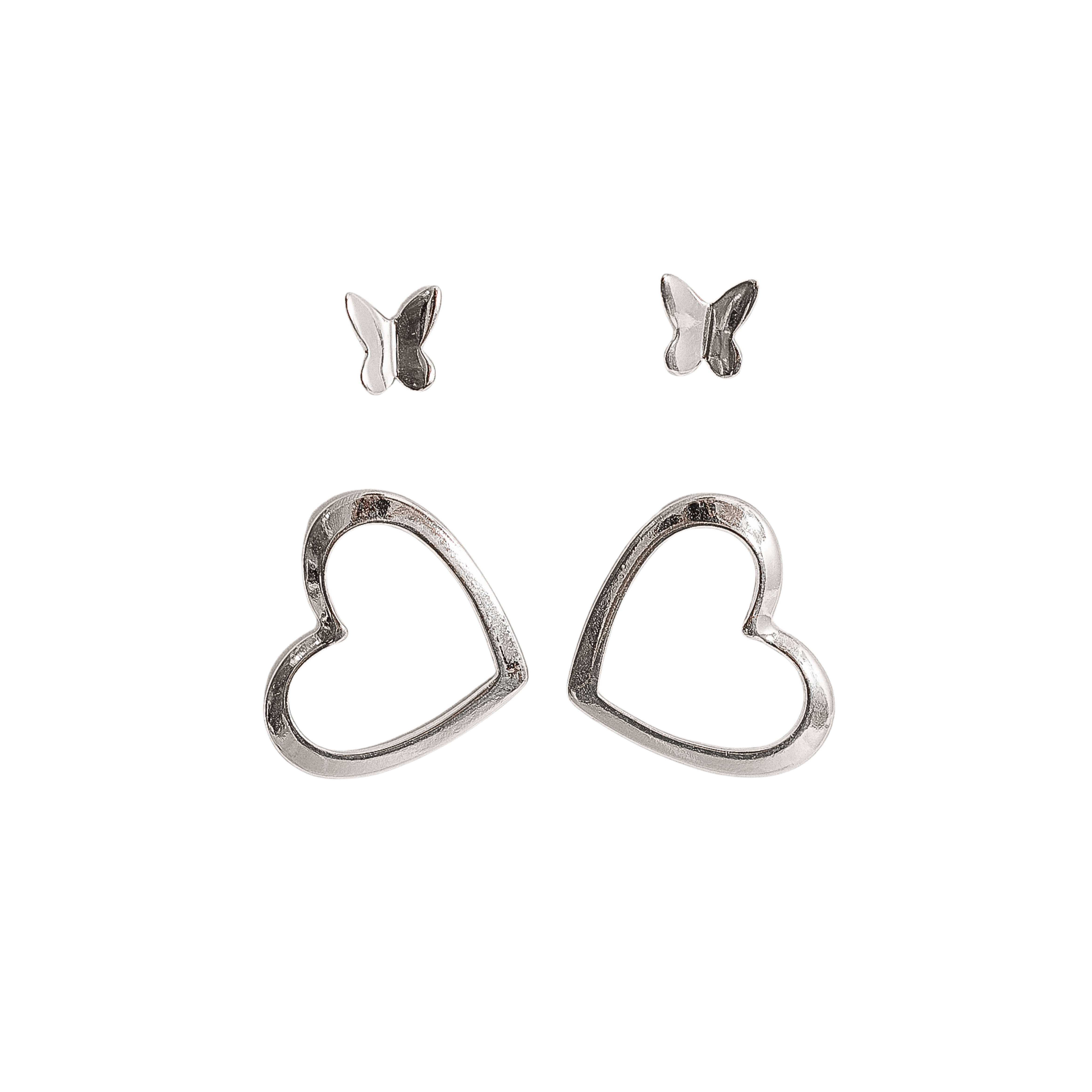 Dupla borboleta vinco 5mm e coração de lado vazado 14mm