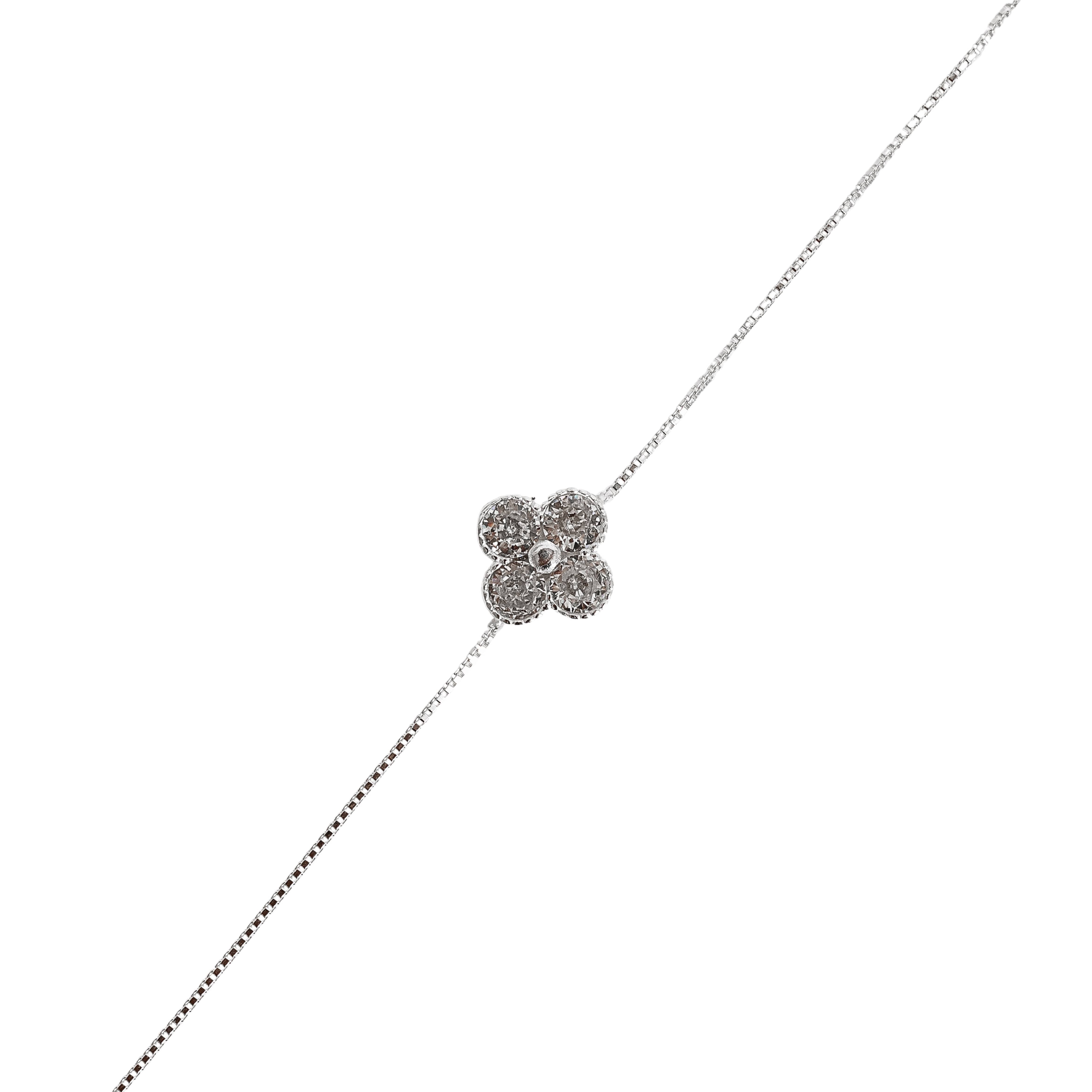 Pulseira entremeio trevo cravejado 9mm 18+5cm