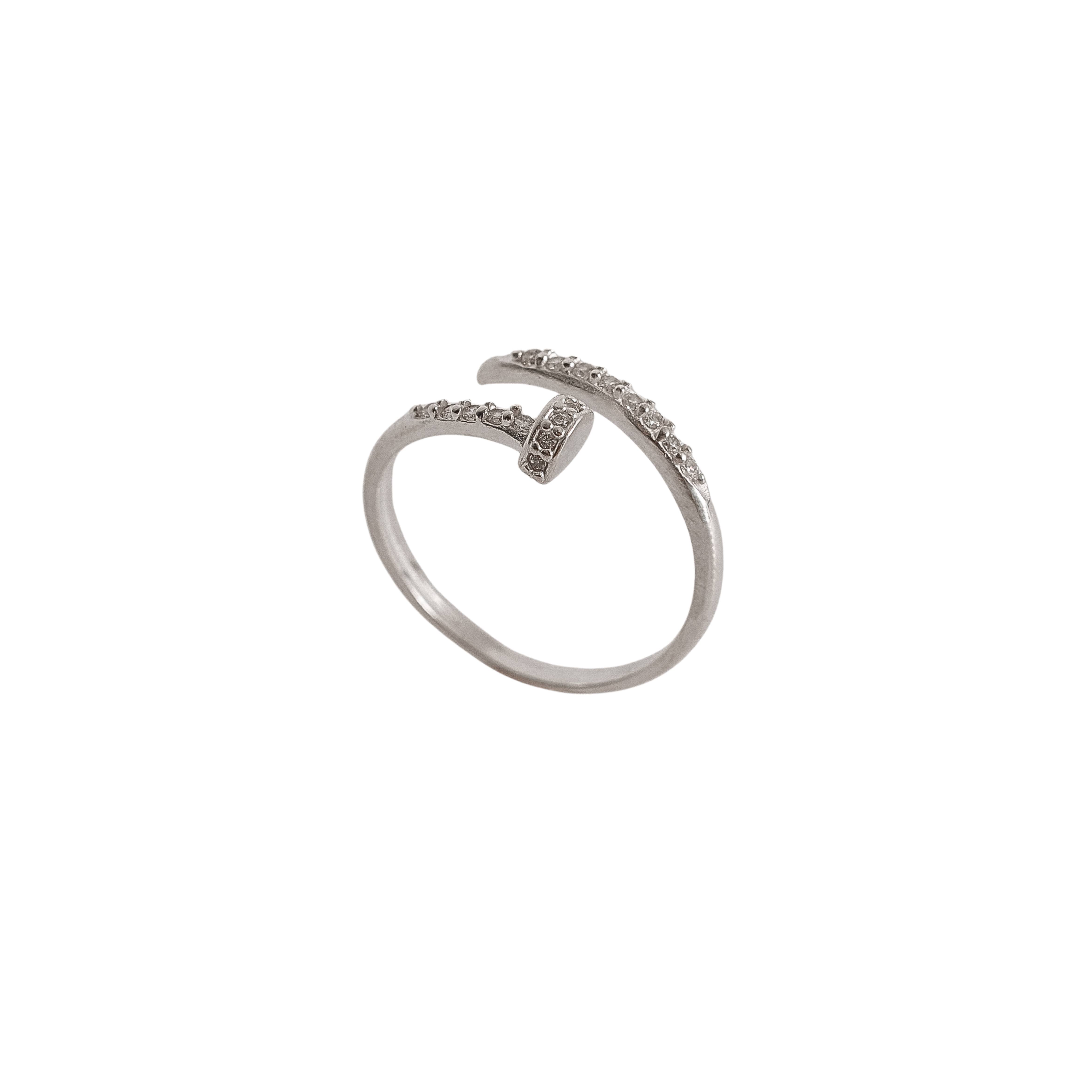 Anel prego cravejado regulável P