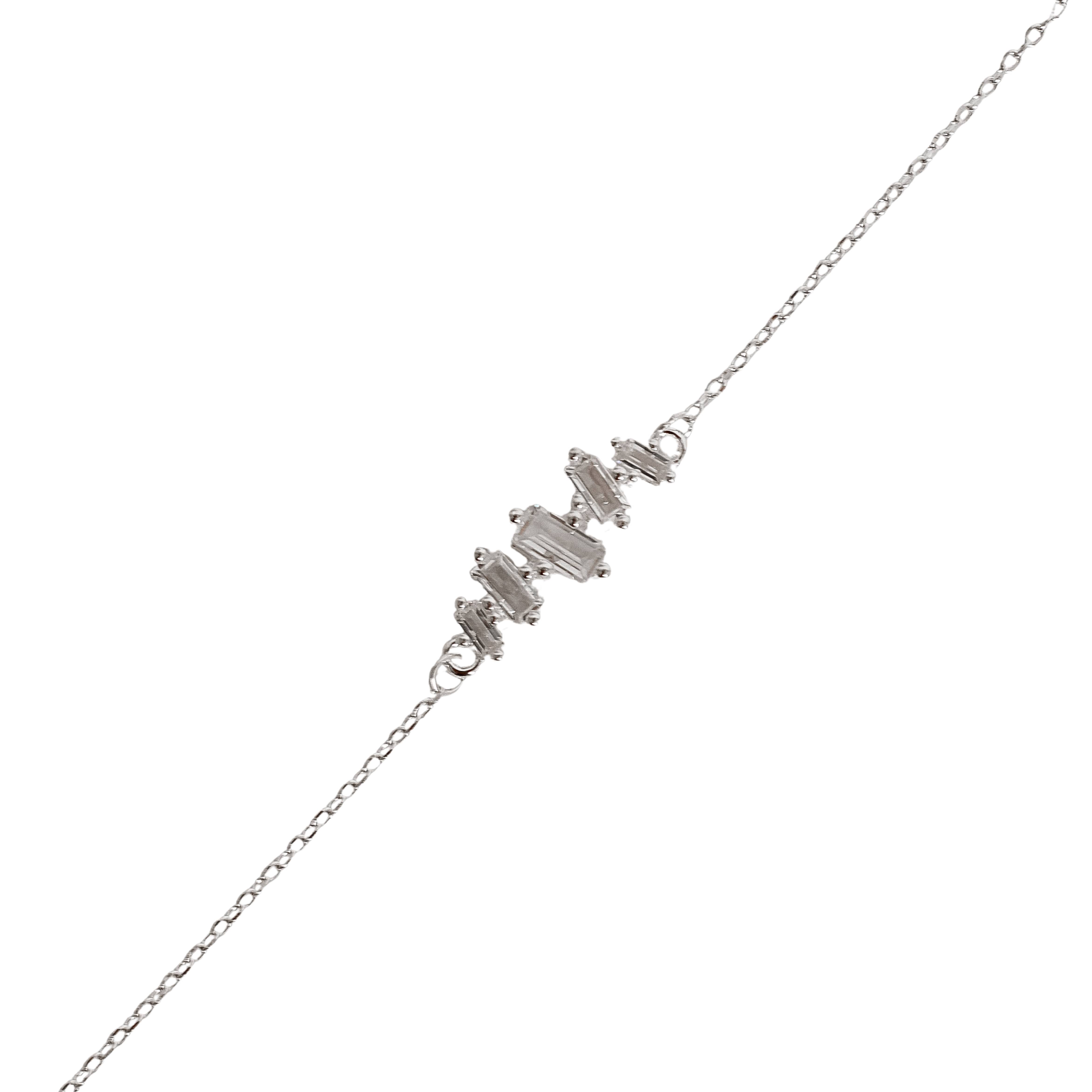 Pulseira entremeio zircônias retangulares 15mm 16+4cm